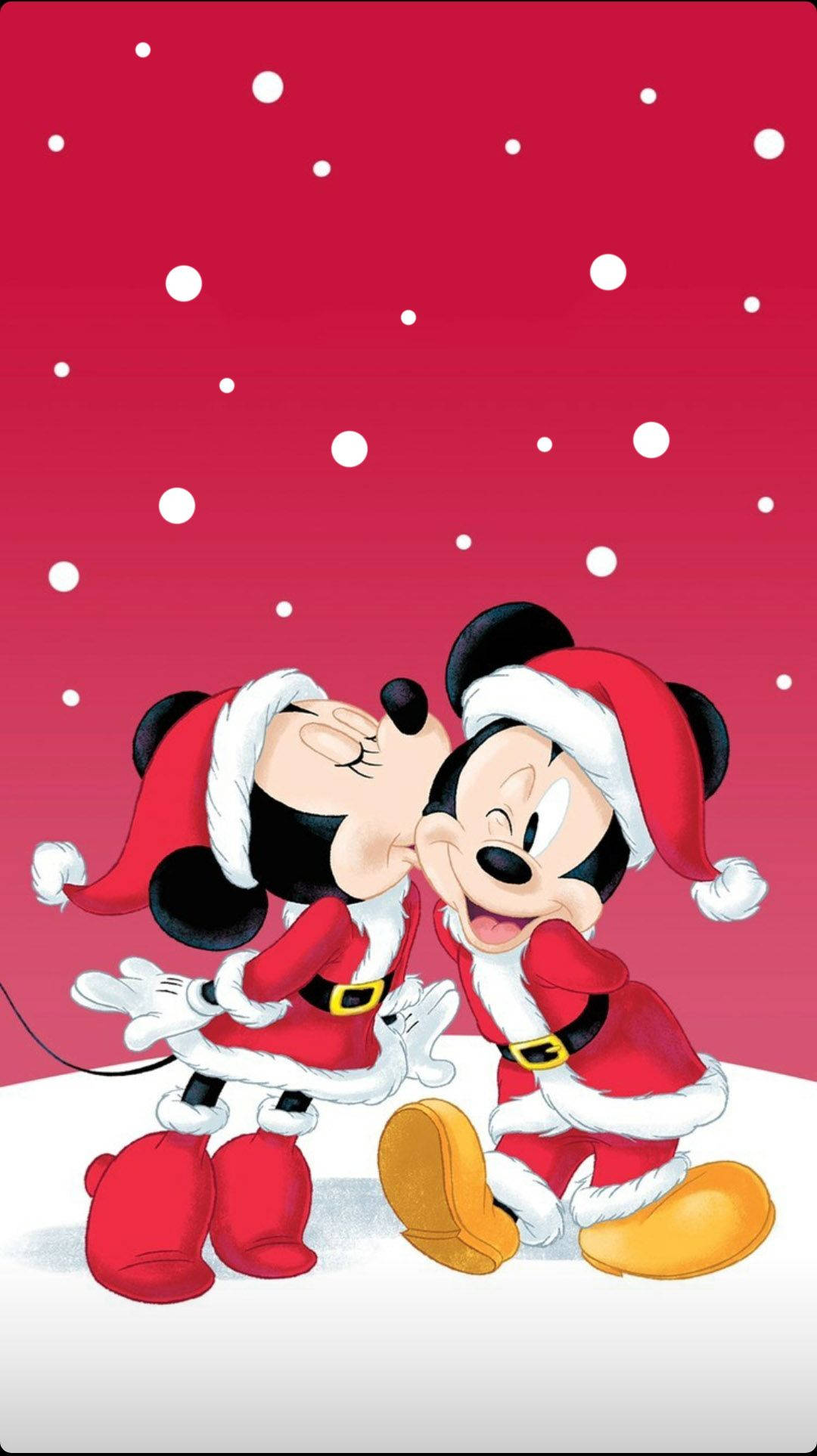 Krismasi ya Disney iPhone Mickey Akimbusu Minnie Picha ya Ukuta