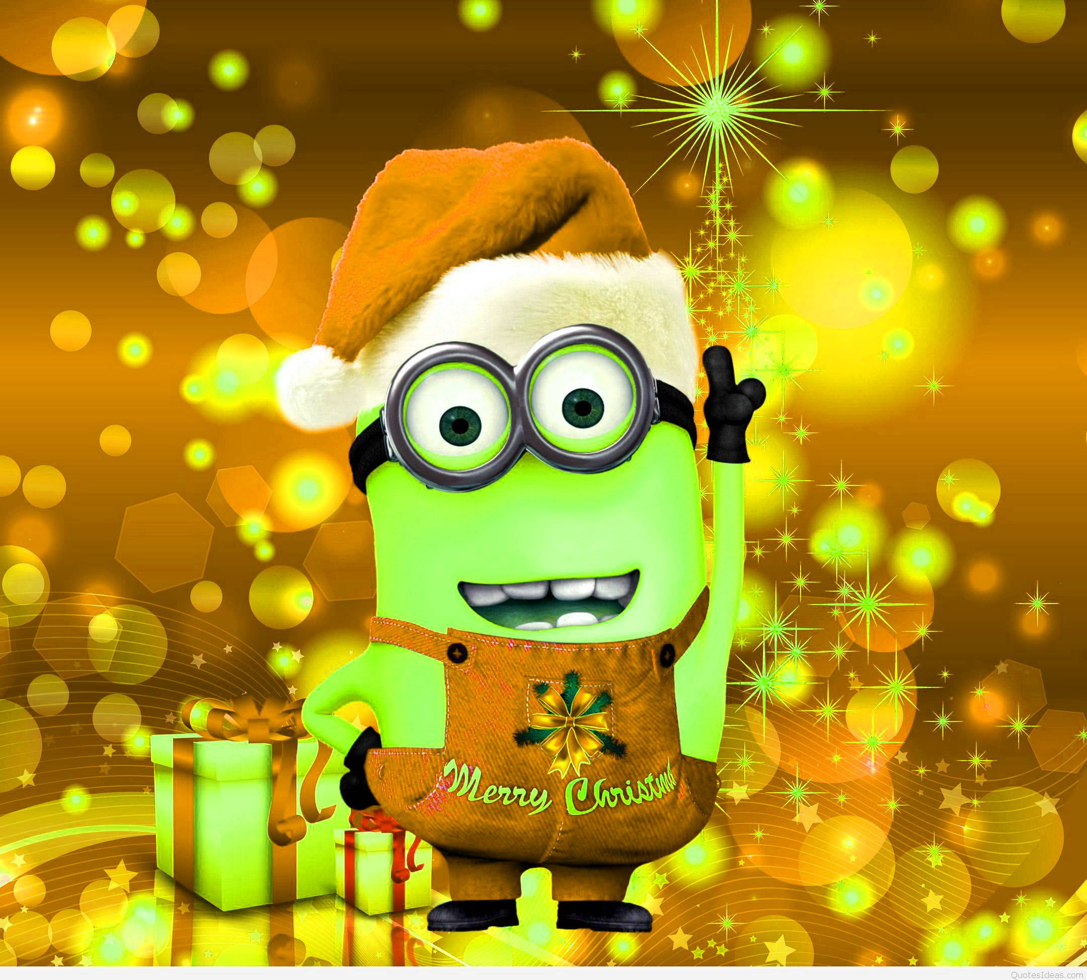 Krismasi ya Minion ya Kijani na Kipenzi Picha ya Ukuta