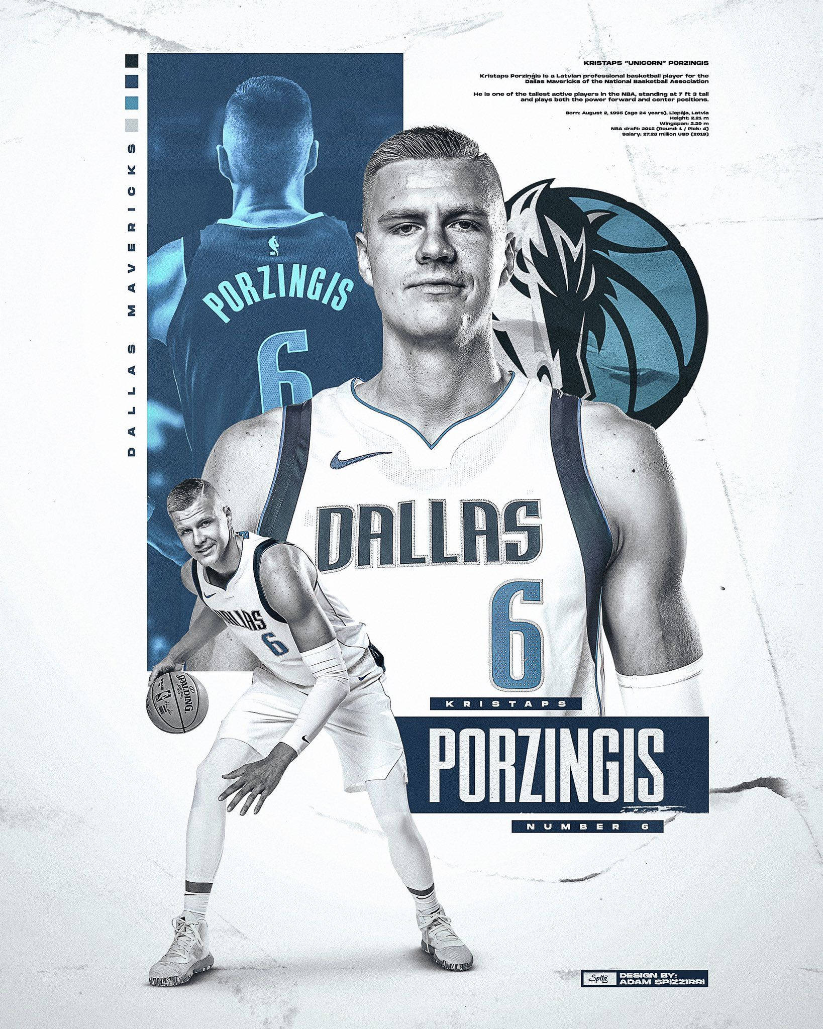 Kristaps Porzingis Dallas Mavericks Poster Picha ya Ukuta