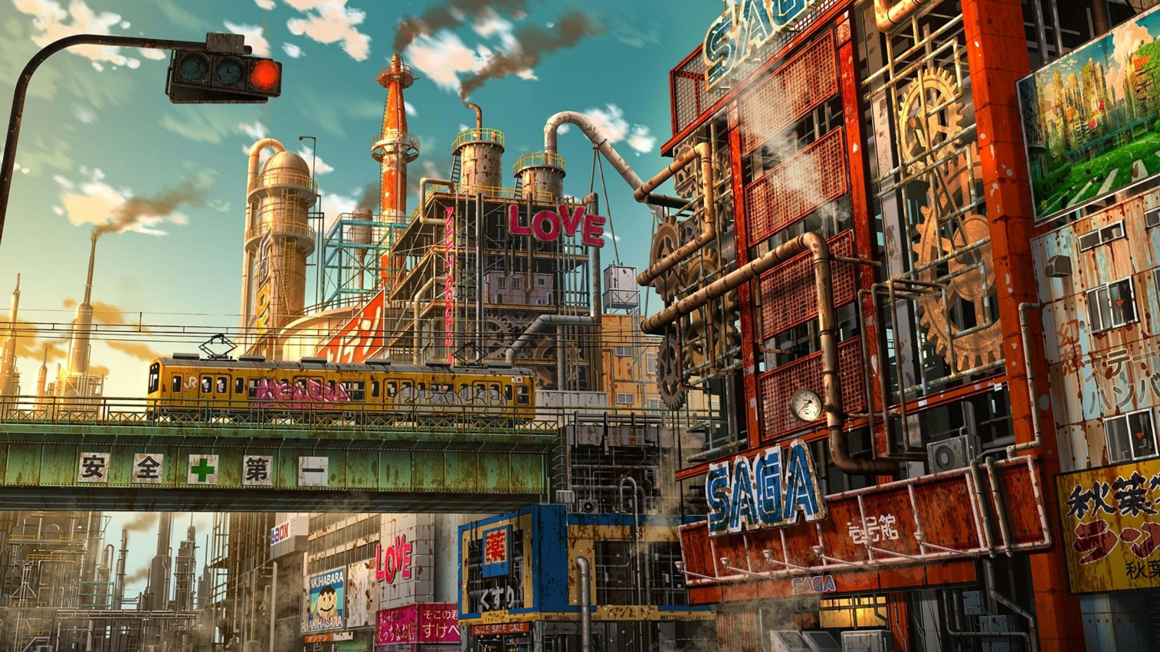 Kuangaaza Jiji la Tokyo kwa Sanaa ya Anime ya 4K Picha ya Ukuta