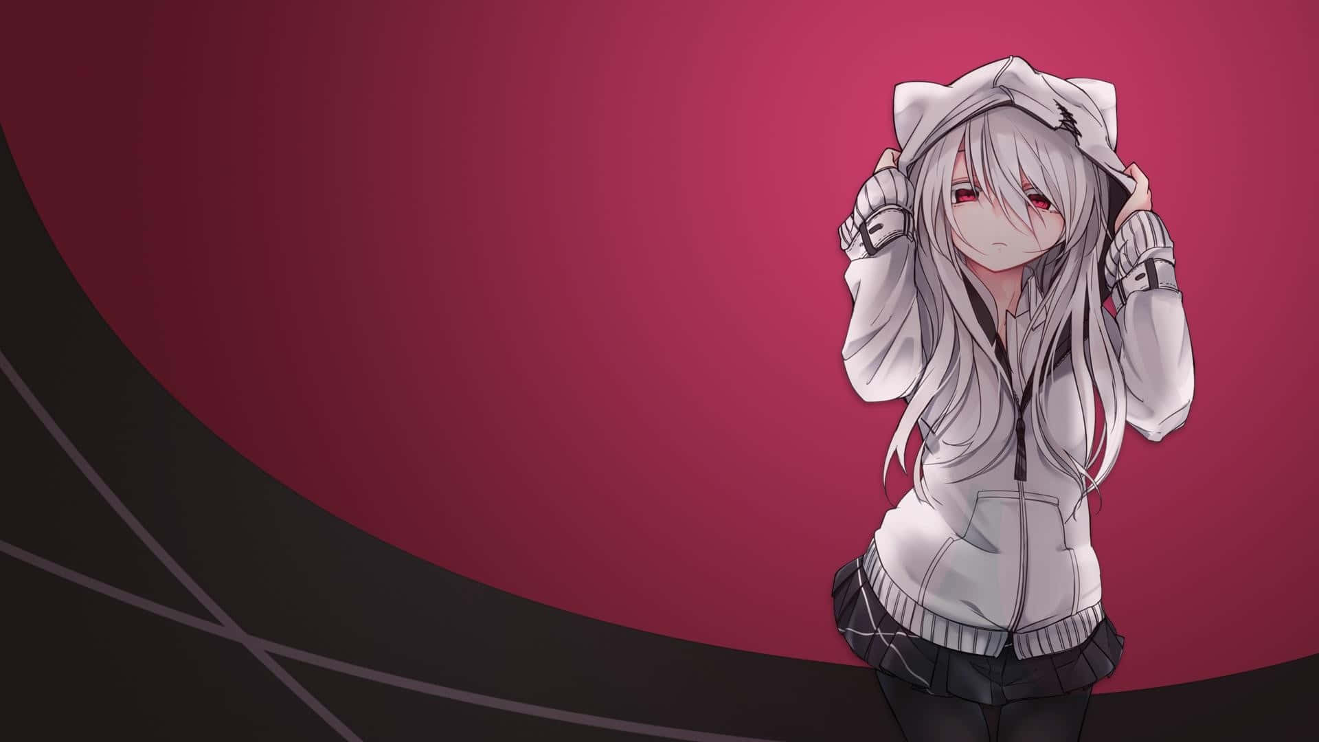 Kuanzisha kifaa bora cha vuli: Hoodie ya Msichana wa Anime. Picha ya Ukuta