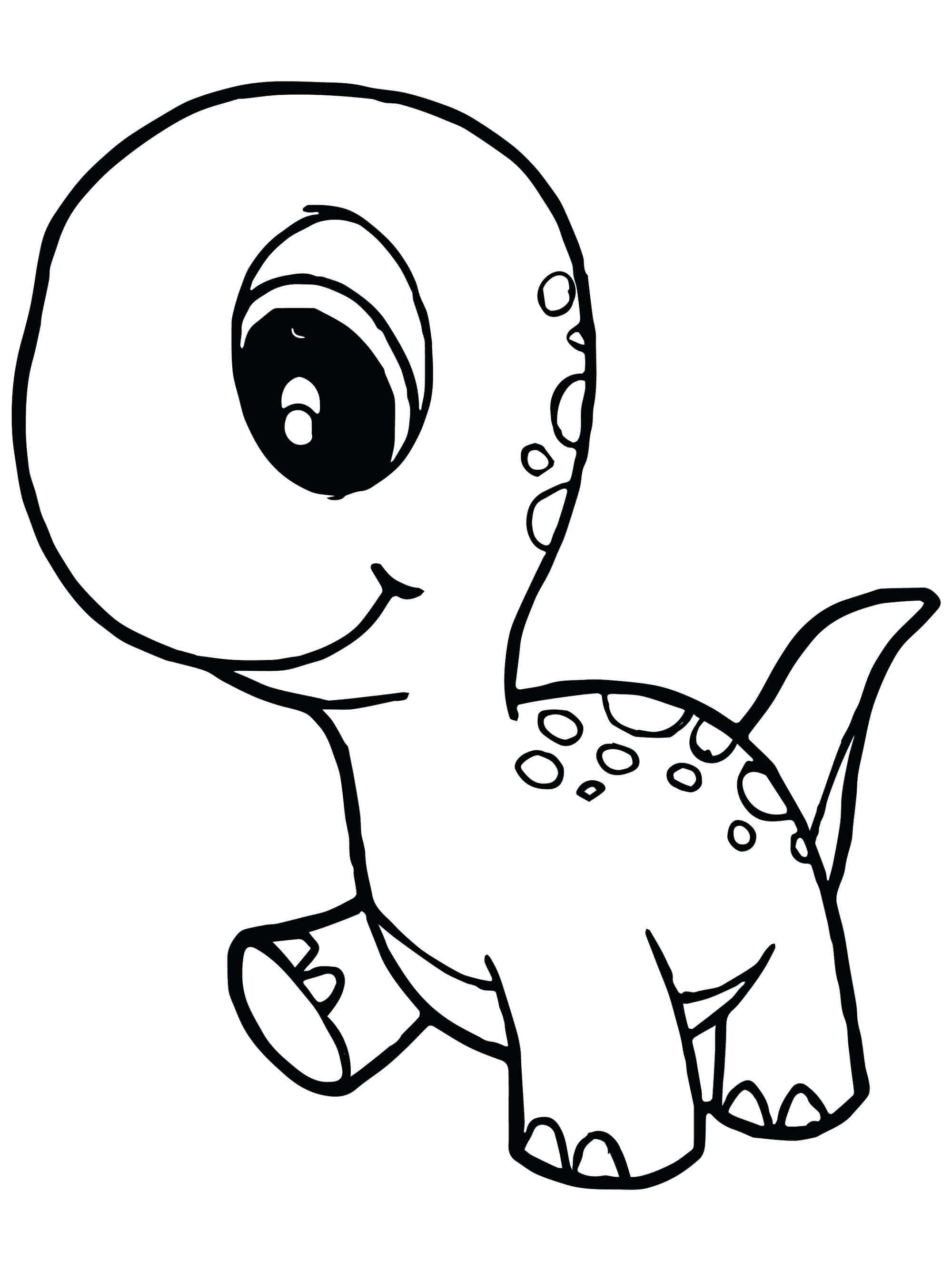 Kuchora kwa rangi ya dinosaur mdogo Picha ya Ukuta