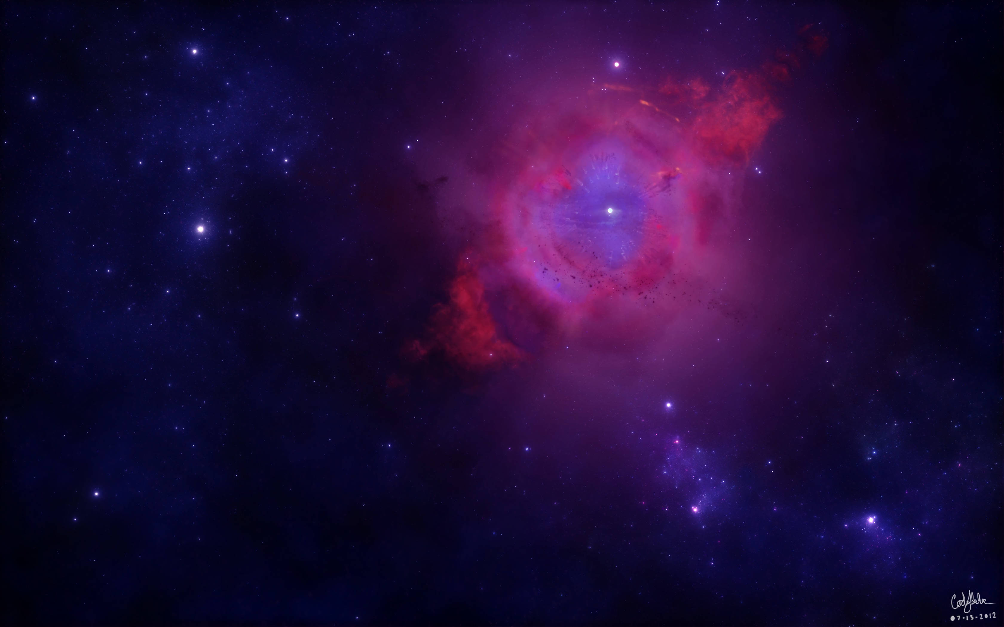 Kuchunguza Nebula ya Galaksi ya Zambarau Isiyo ya Kawaida Picha ya Ukuta