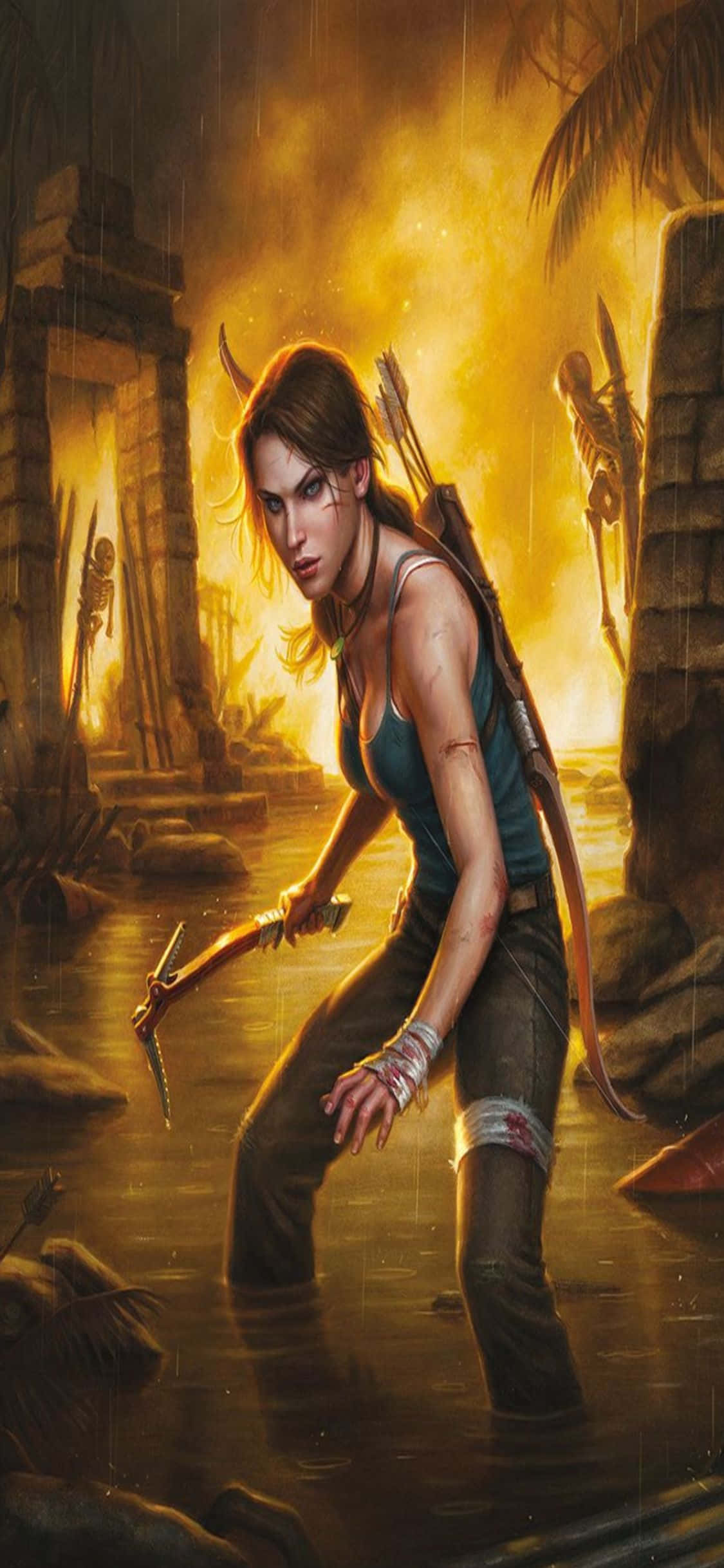 Kufuatia ulimwengu wa kusisimua wa Rise of the Tomb Raider kwenye iPhone X Picha ya Ukuta