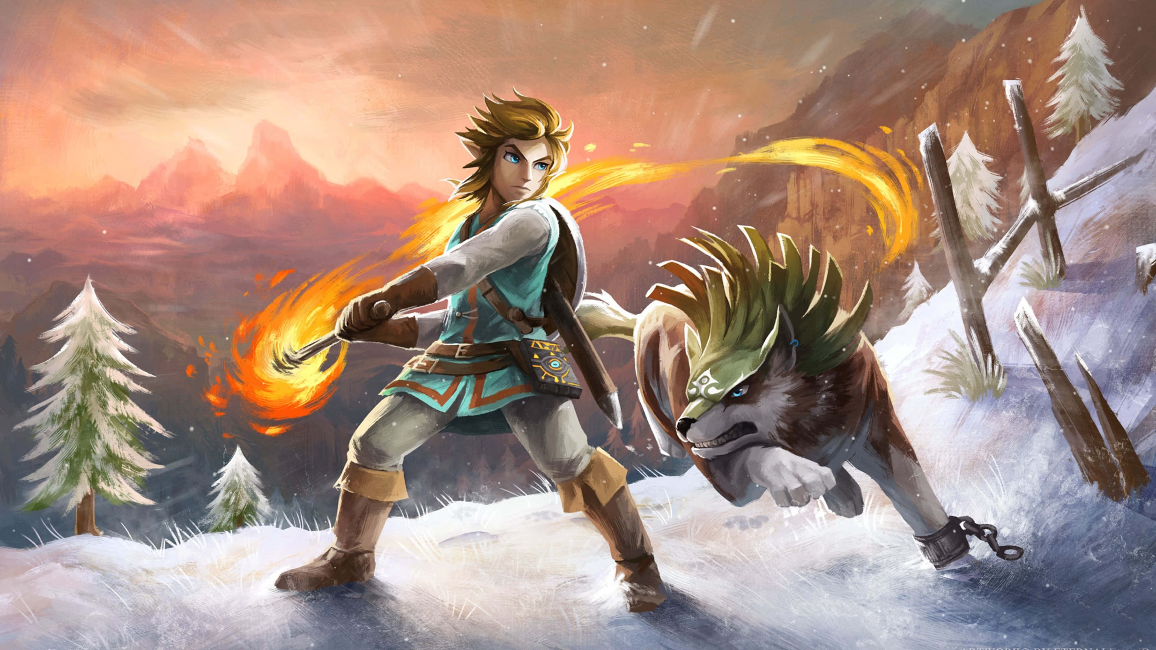 Kufuga Mnyama Zelda Breath Of The Wild 4K Picha ya Ukuta
