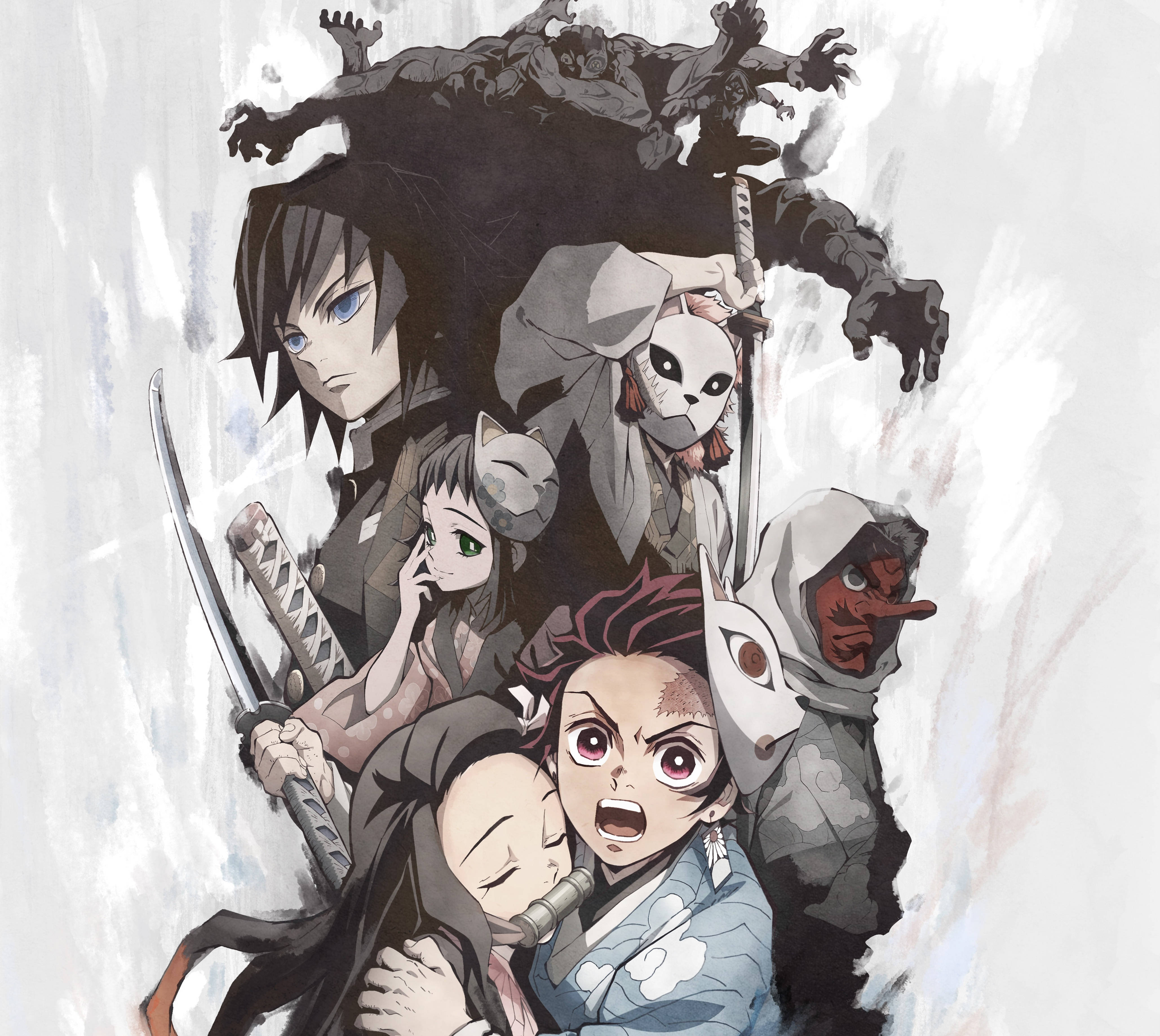 Kufundisha Mhimili wa Demon Slayer 4K Picha ya Ukuta