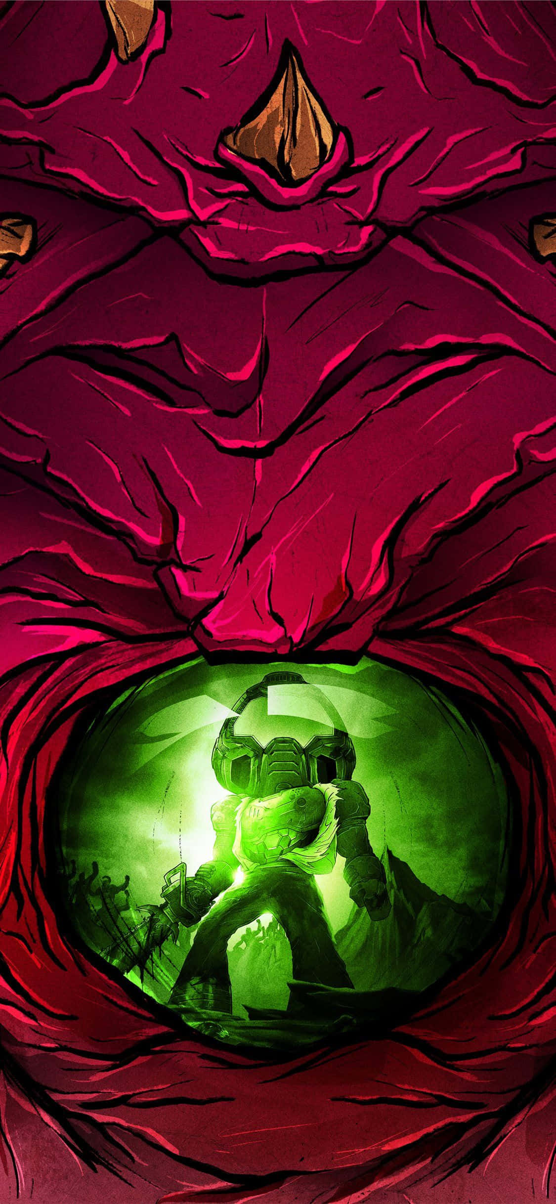Kufungua nguvu ya uzoefu wa "Doom Eternal" kutoka kwa iPhone yako Picha ya Ukuta