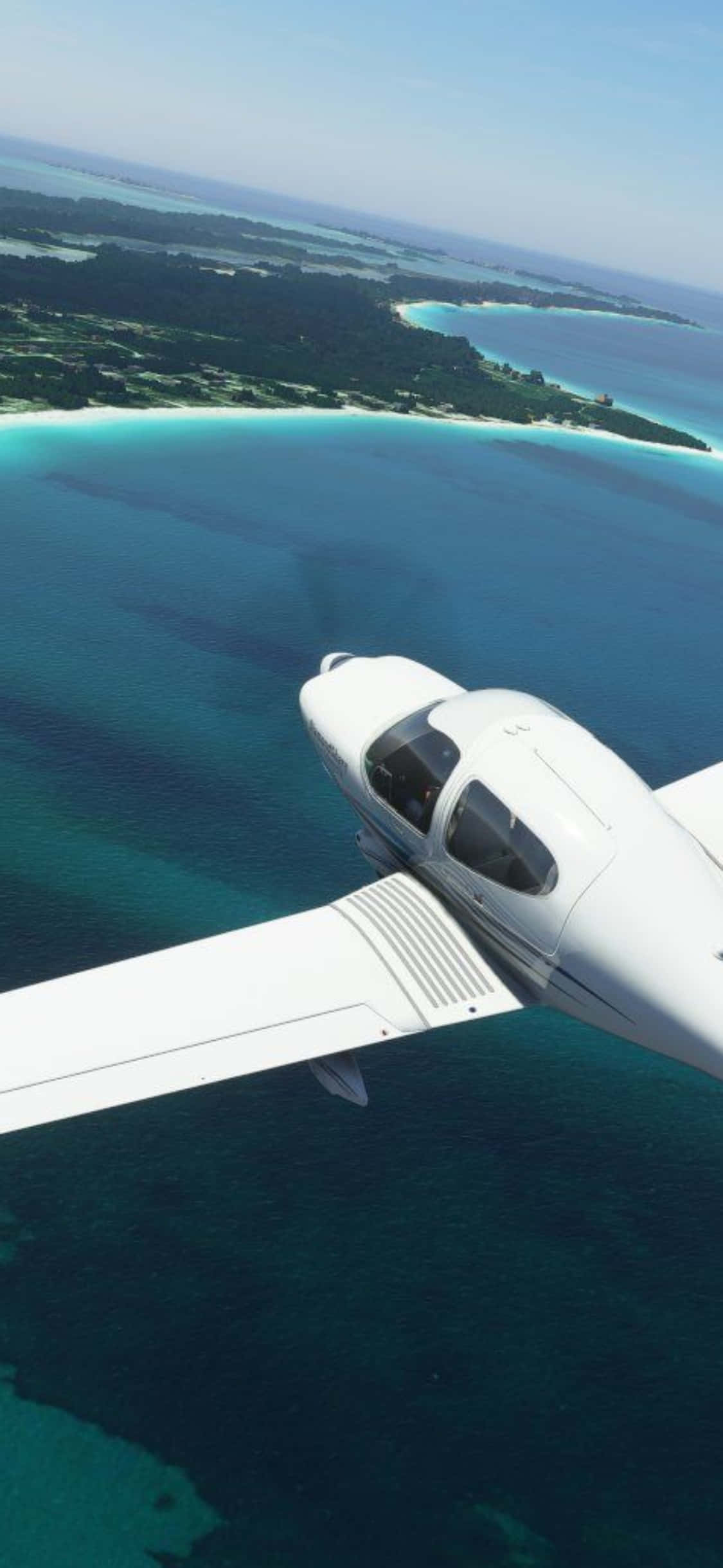 Kufurahia Mwendo wa Upepo na Microsoft Flight Simulator kwenye iPhone Xs Picha ya Ukuta