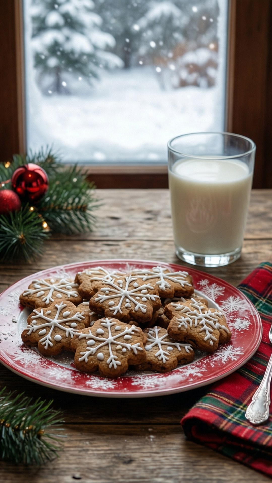 Kuki za Krismasi na Maziwa Picha ya Ukuta