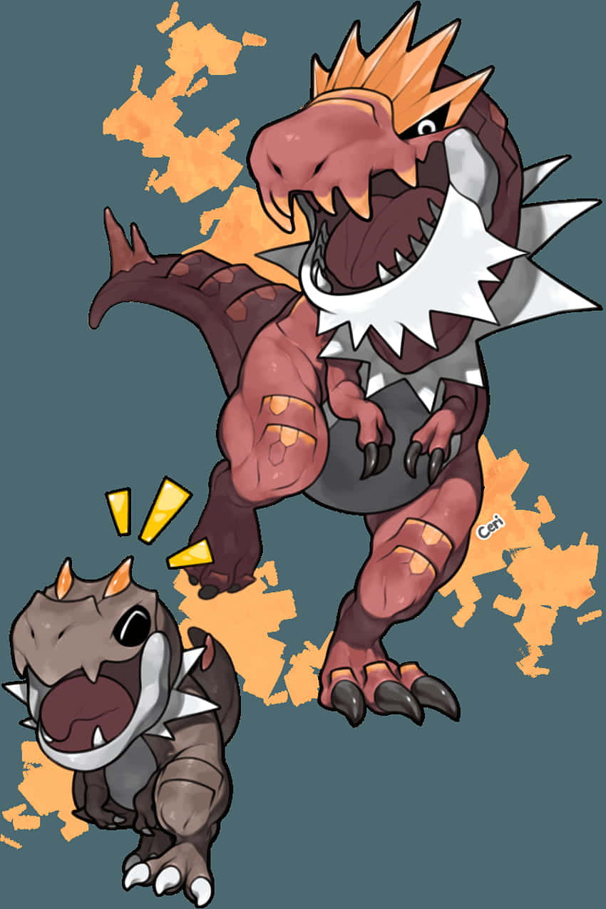 Kukimbizana kwa Tyrantrum na Tyrunt Picha ya Ukuta