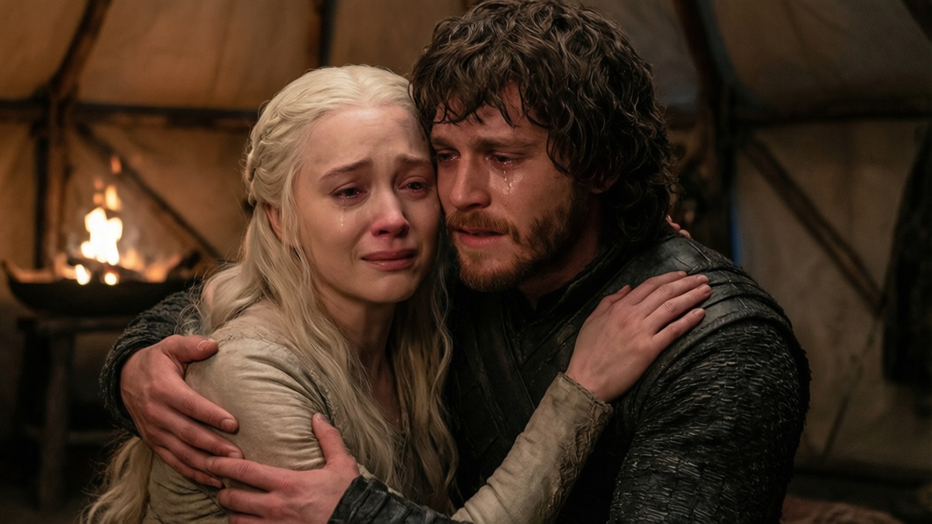 Kukumbatiana kwa Jon na Daenerys Picha ya Ukuta