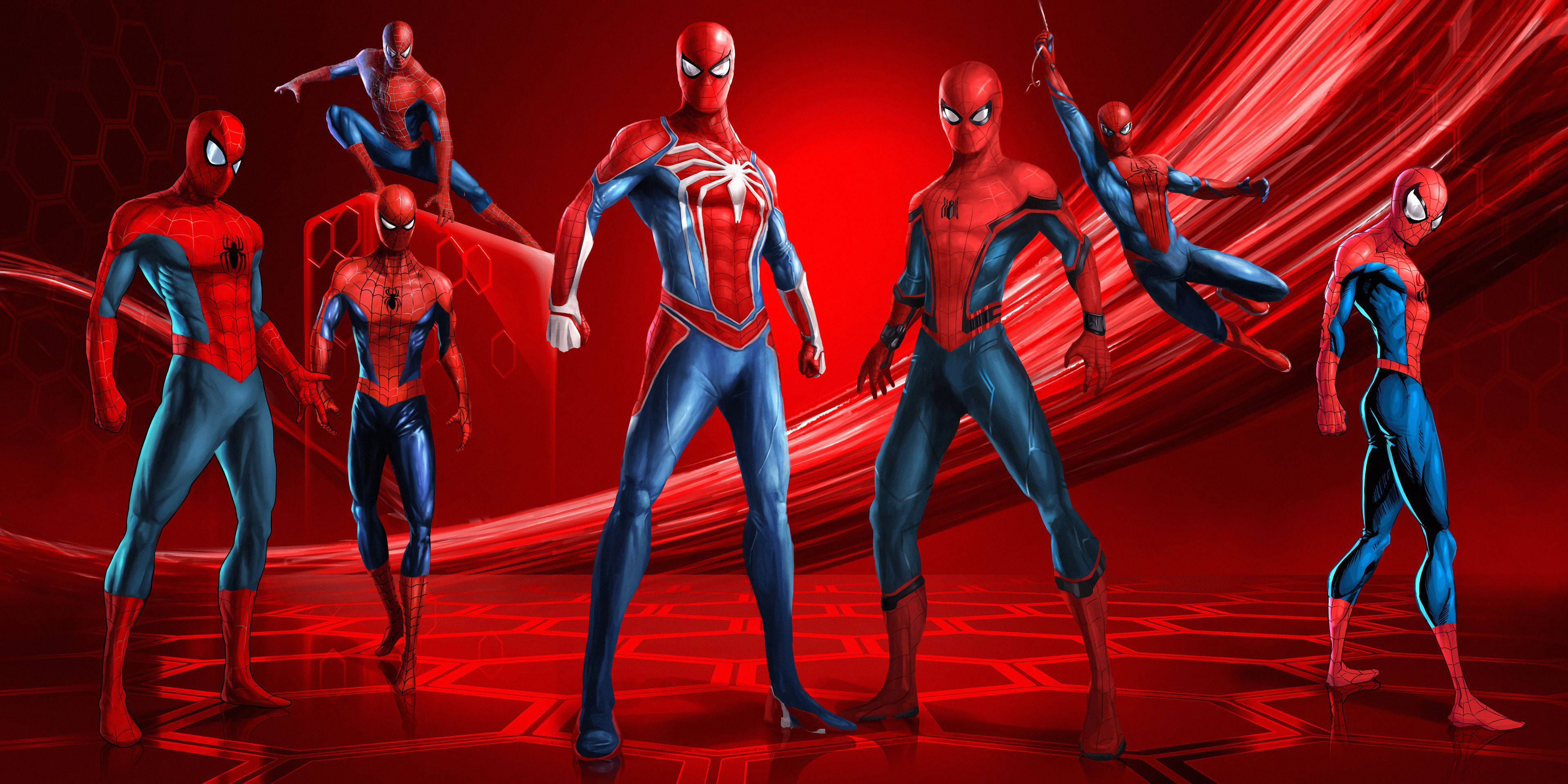 Kumbatia Nguvu ya Matoleo Yote ya Spiderman Picha ya Ukuta