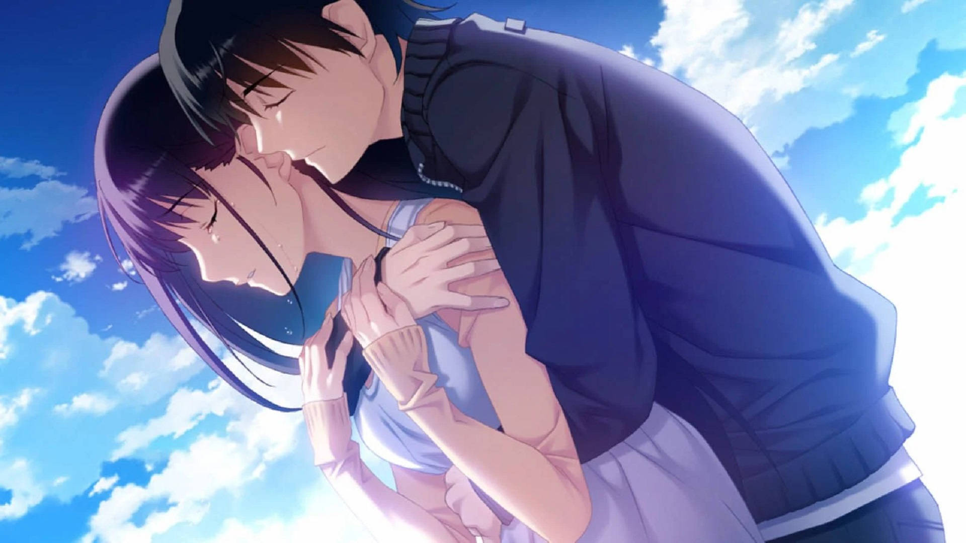 Kumbatio la Anime Macho Yamefungwa Picha ya Ukuta