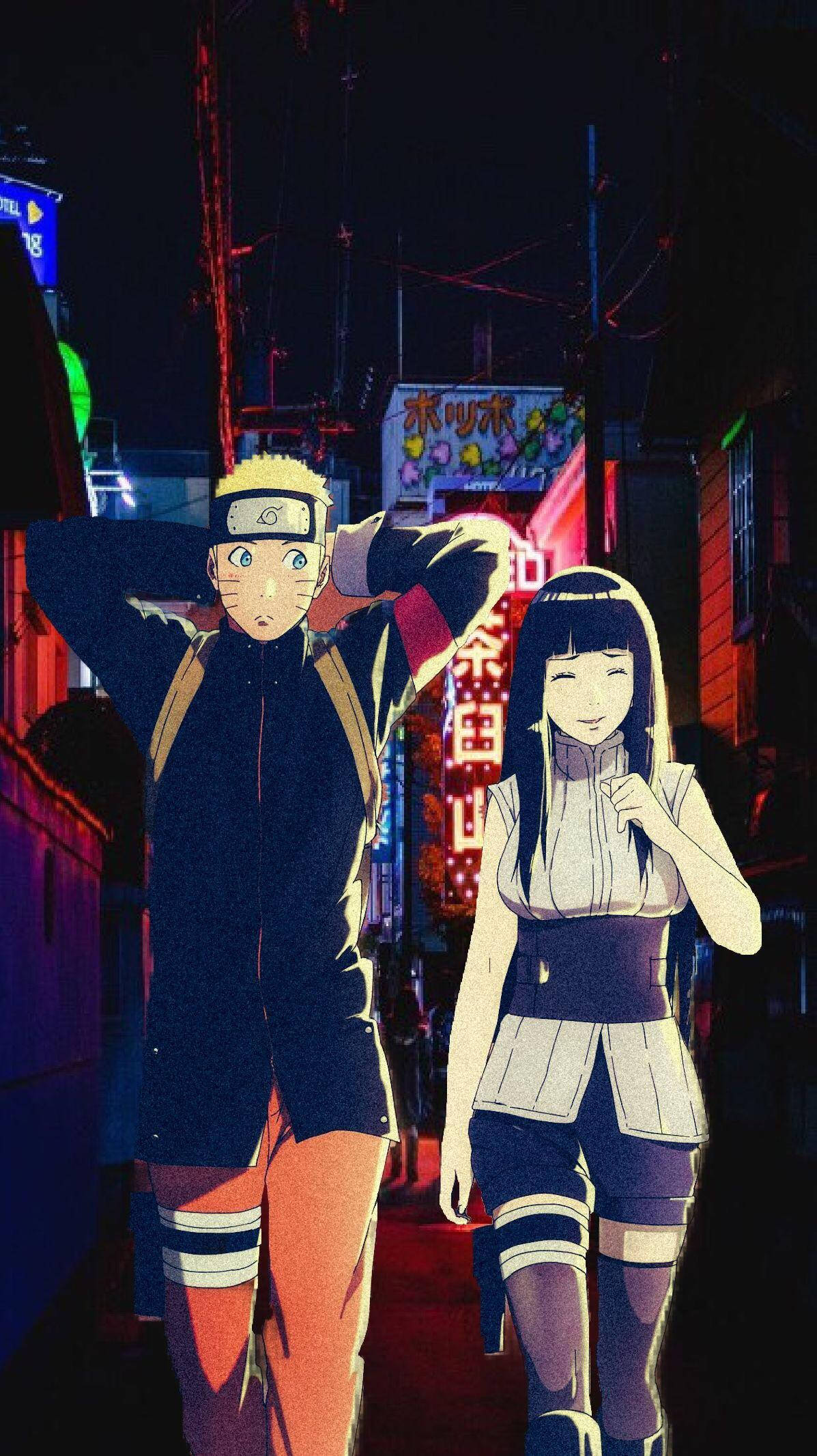 Kumbatio la Kimapenzi kati ya Naruto na Hinata Picha ya Ukuta