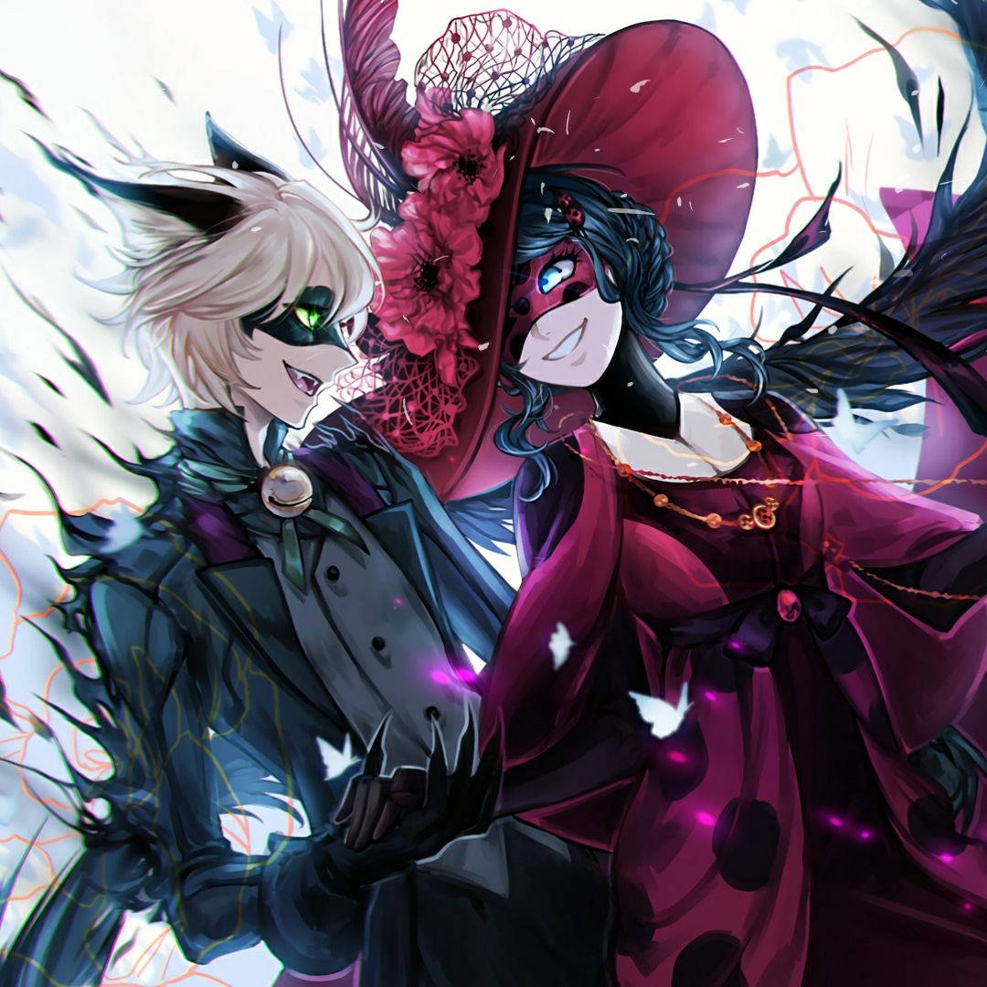 Kumbusu Ladybug na Cat Noir Mavazi ya Gothic Picha ya Ukuta