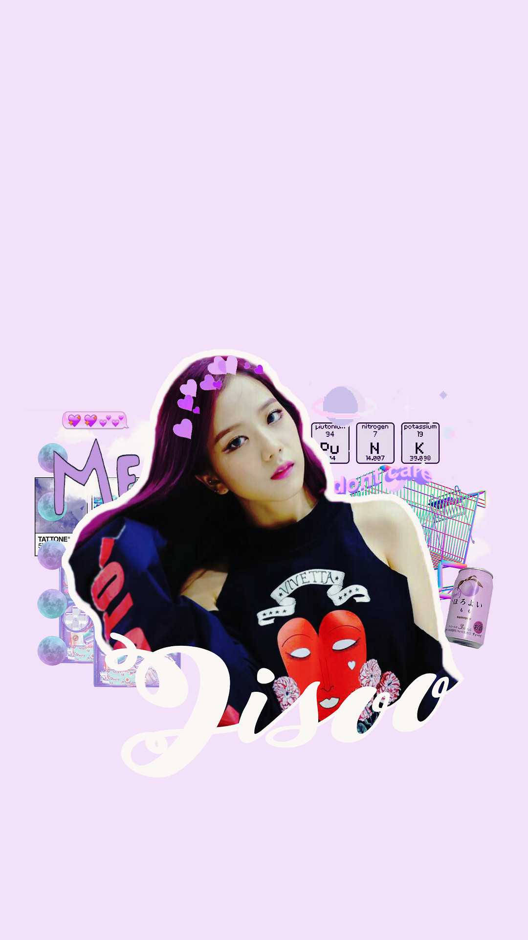 Kundi la wasichana la Korea Kusini, mwanachama wa Blackpink Jisoo akionyesha sanaa yake ya daftari la rangi ya zambarau. Picha ya Ukuta