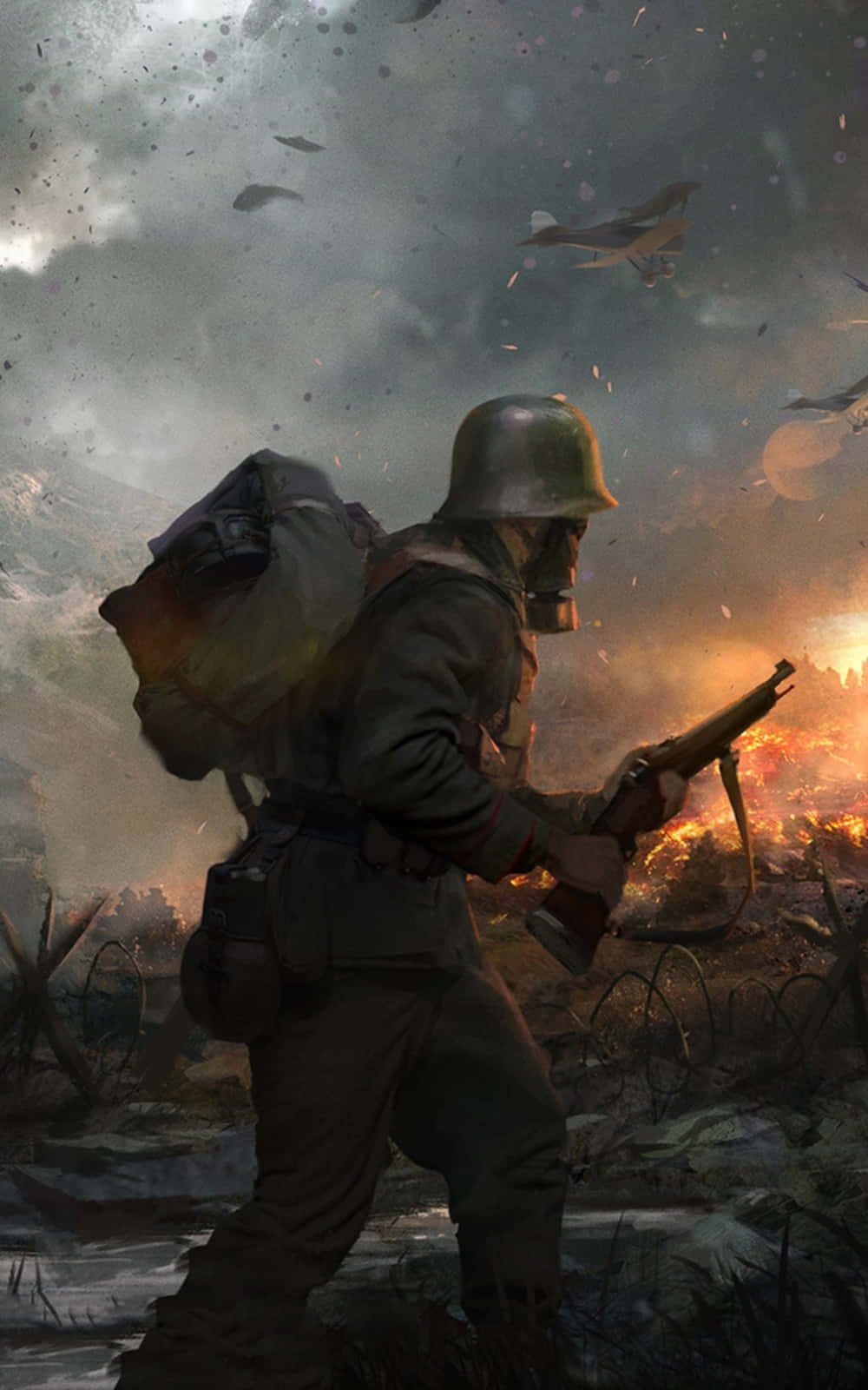 Kupata uzoefu wa kukabiliana na adui kwa kiwango cha juu kabisa na Battlefield Telefon Picha ya Ukuta