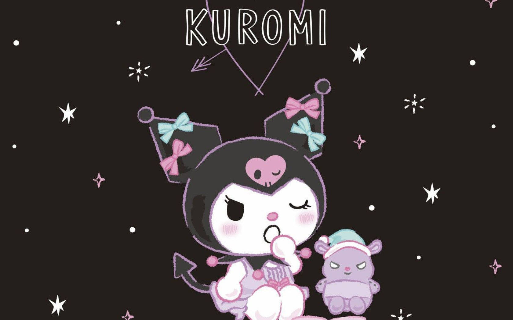Kuromi, Mpinzani wa Kipekee wa My Melody Akifurahia Wakati wa Utulivu Picha ya Ukuta