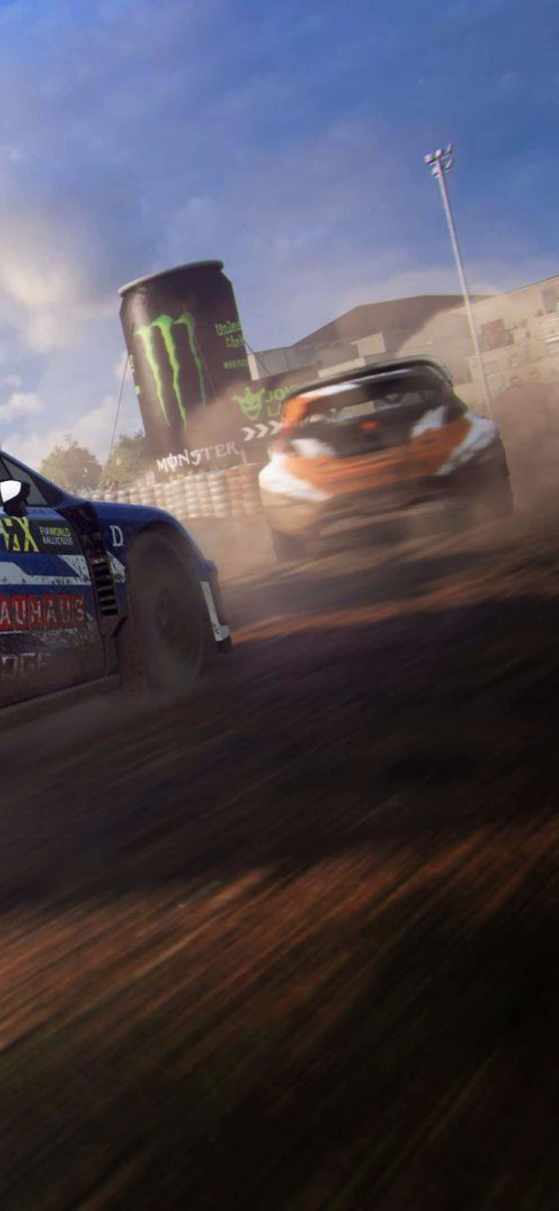Kushindana na iPhone Xs na Dirt Rally Picha ya Ukuta