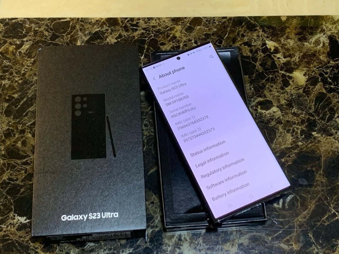 Kutolewa kwenye Sanduku na Maelezo ya Samsung S23 Ultra Picha ya Ukuta