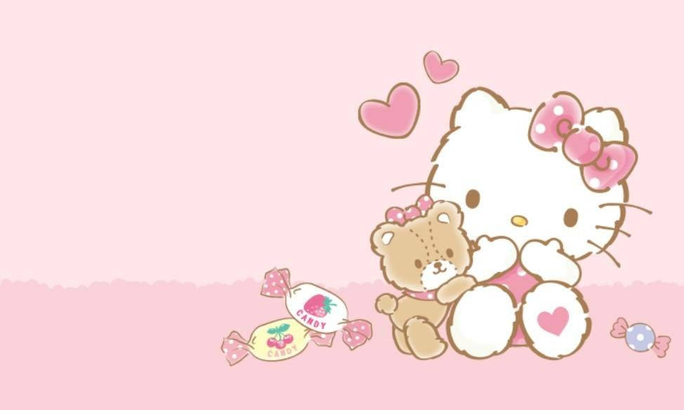 Kutuma Busu Aesthetic ya Hello Kitty Picha ya Ukuta