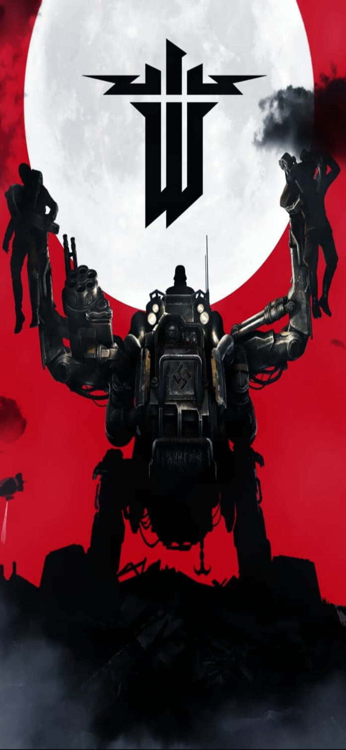 Kutumia Tabia ya Ndani ya Mchezo na Wolfenstein II kwenye iPhone Xs Picha ya Ukuta