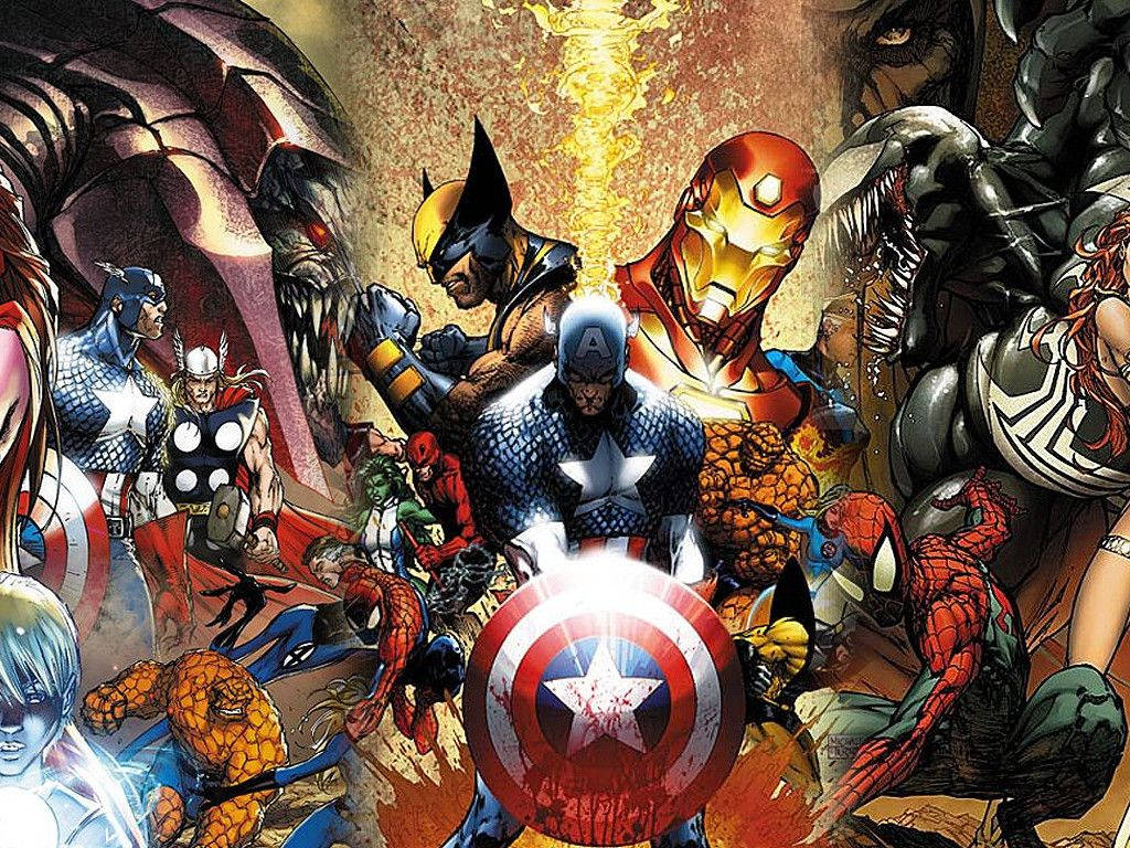 Kuwaunganisha Mashujaa wa Marvel Picha ya Ukuta