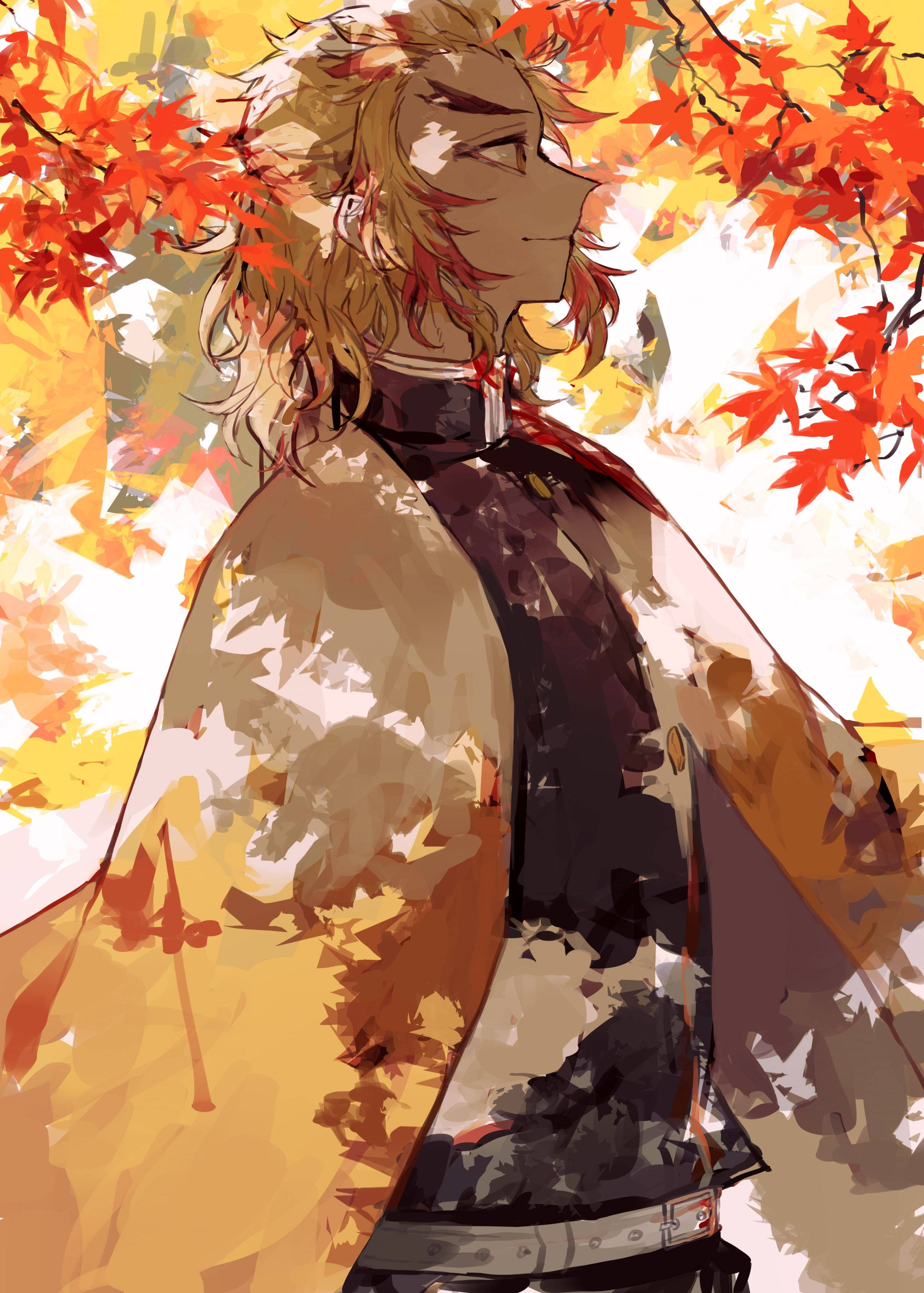 Kyojuro Rengoku embracing the changing of season. Picha ya Ukuta