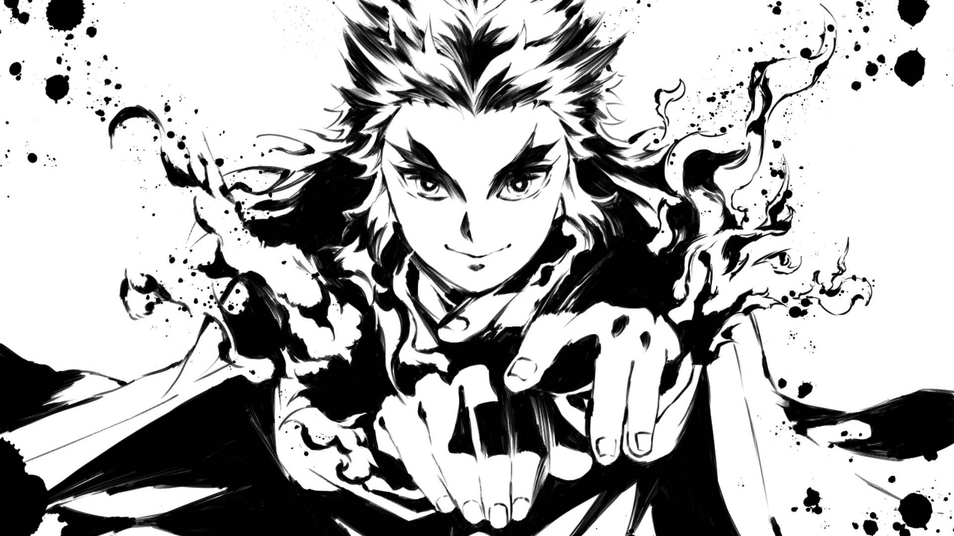 Kyōjurō Rengoku Mweupe wa Anime Demon Slayer Picha ya Ukuta