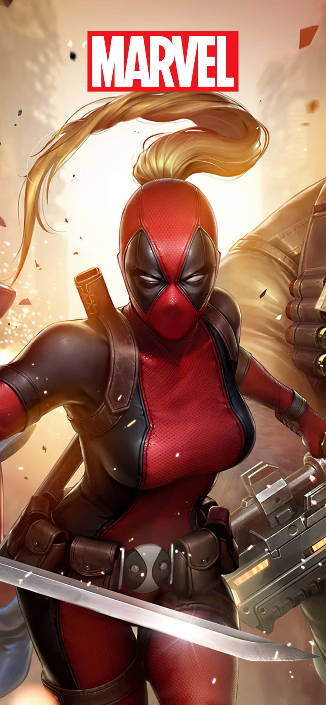 Lady Deadpool iPhone XS Marvel Latar Picha ya Ukuta