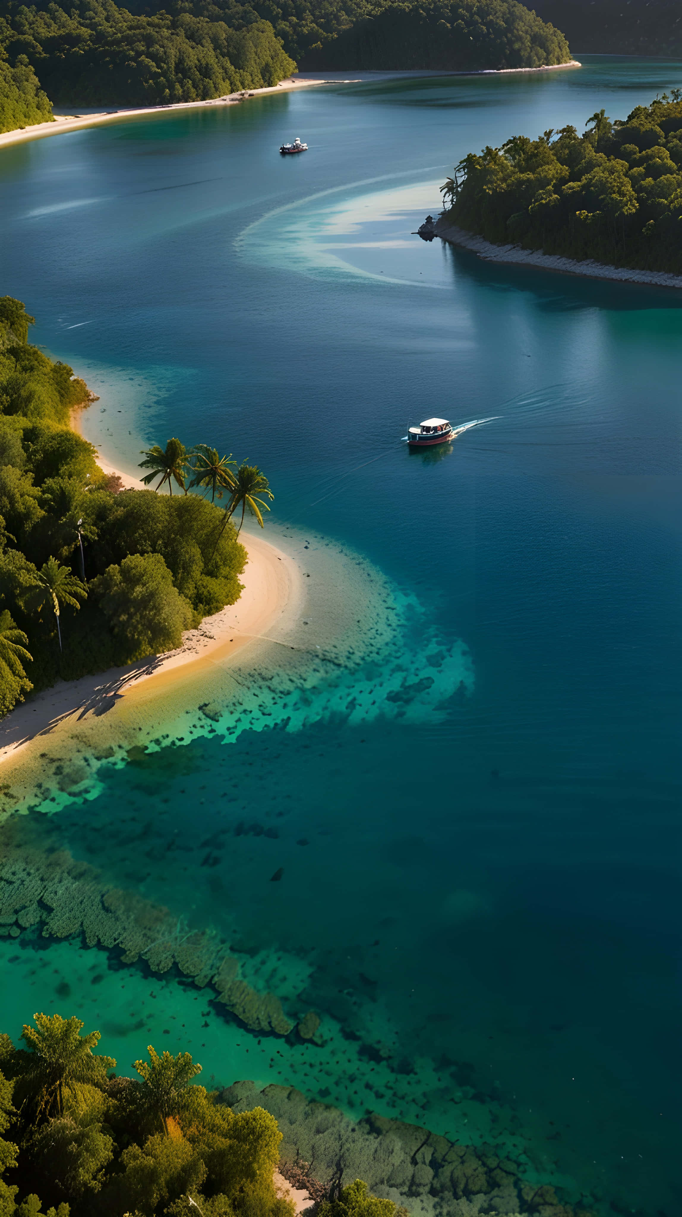 Lagoon ya Tropiki yenye Maji ya Turquoise na Miti ya Kamba Picha ya Ukuta