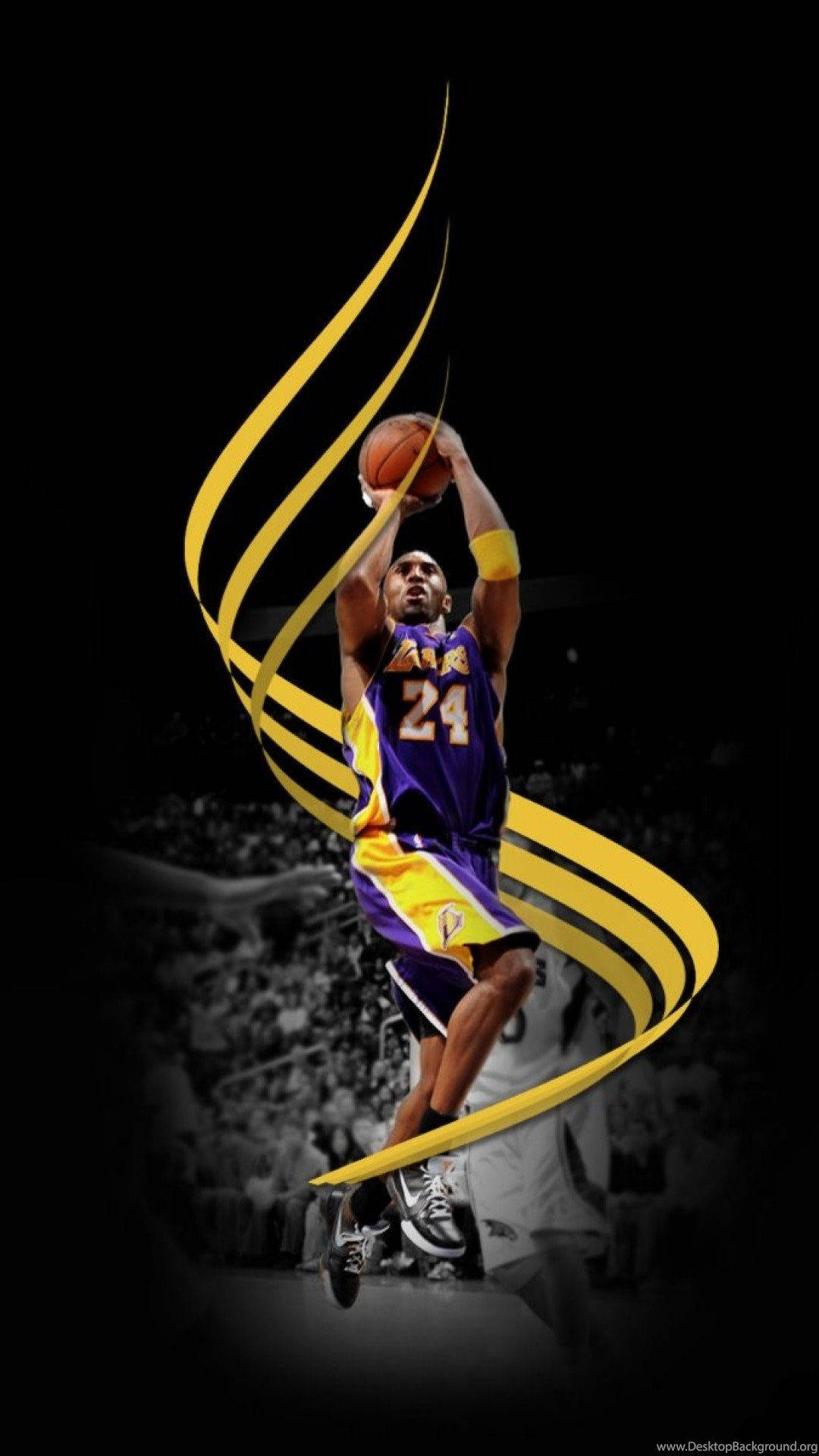 Lakers iPhone Akiwa Kobe Anarusha Mpira Picha ya Ukuta