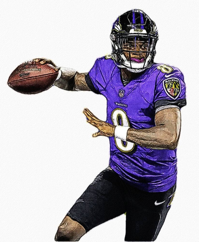 Lamar Jackson Detailed Artwork Picha ya Ukuta