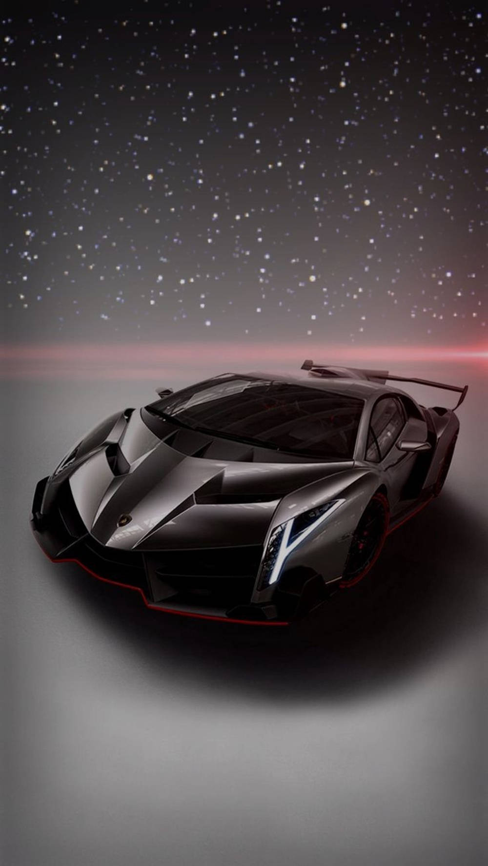 Lamborghini iPhone Gari Nyeusi Chini ya Anga la Nyota Picha ya Ukuta