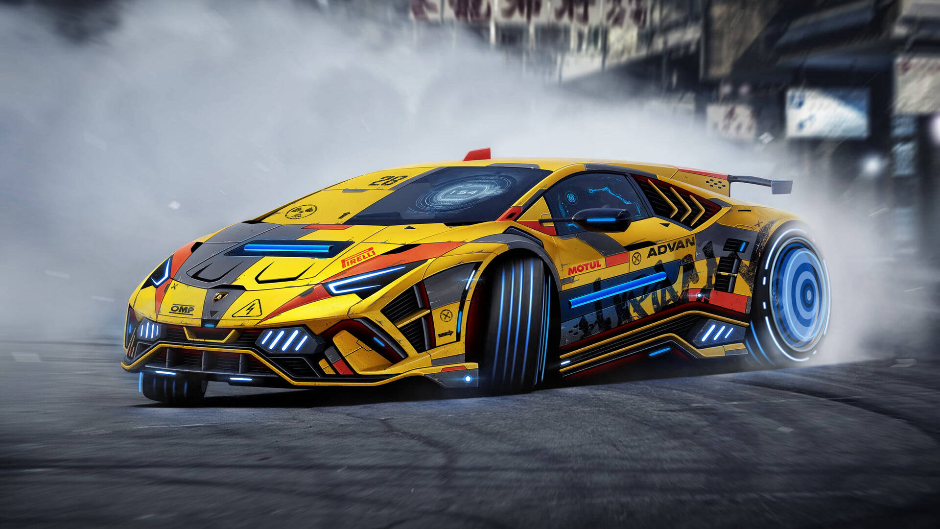 Lamborghini ya Kifuturisti Inayoteleza Picha ya Ukuta