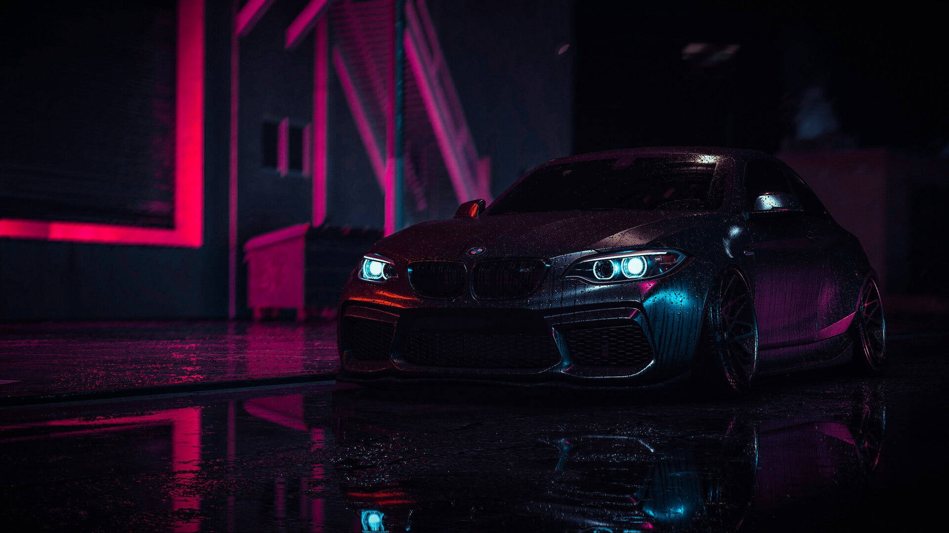 Laptop BMW Nyeusi Iliyolowa Picha ya Ukuta