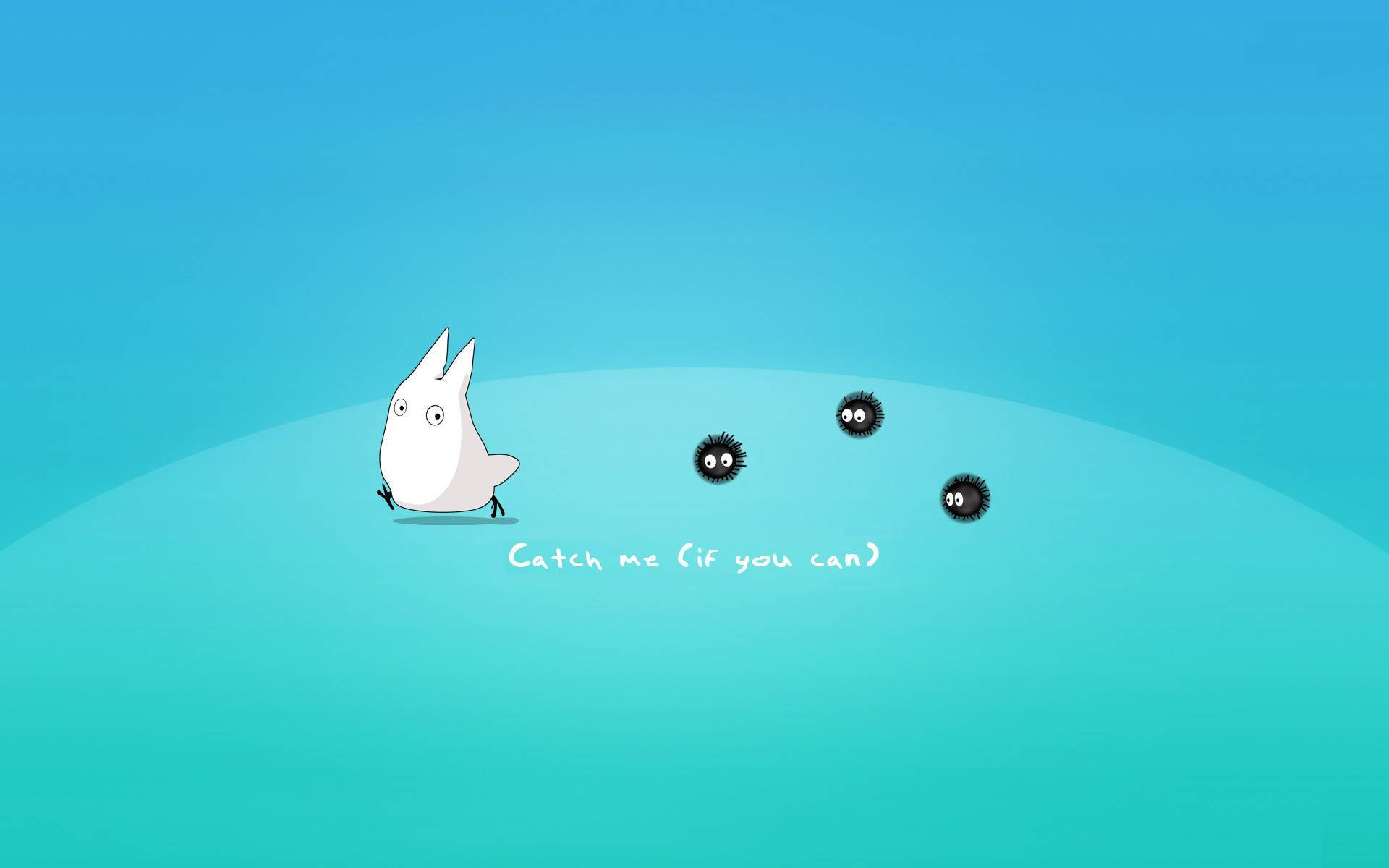 Laptop ya Chibi Totoro ya Kupendeza Picha ya Ukuta
