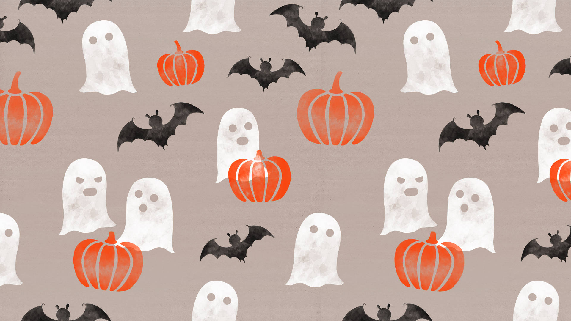 Laptop ya Halloween yenye Mizimu na Maboga ya Kupendeza Picha ya Ukuta