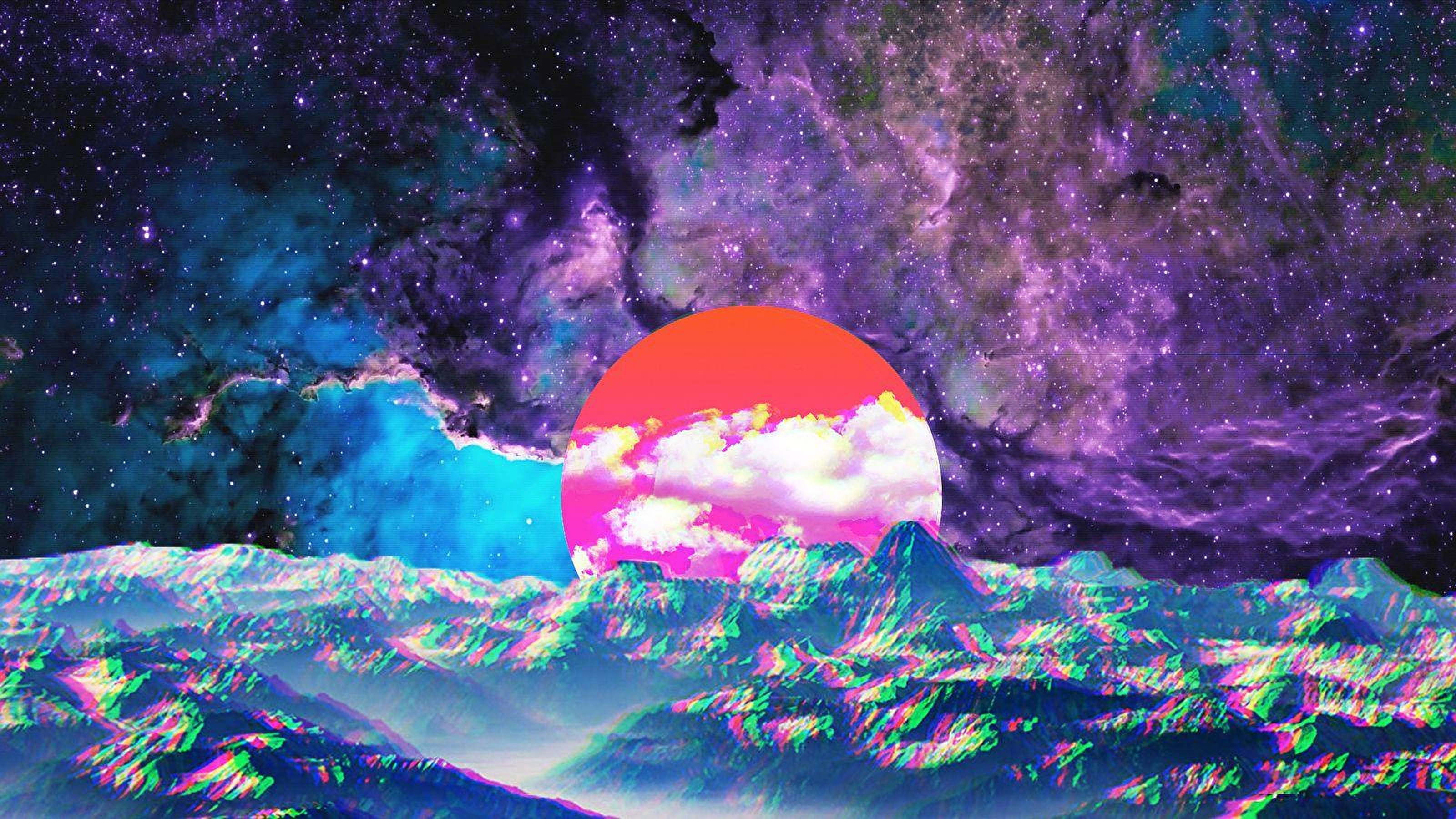 Laptop ya Jua la Retrowave la Kupendeza Picha ya Ukuta