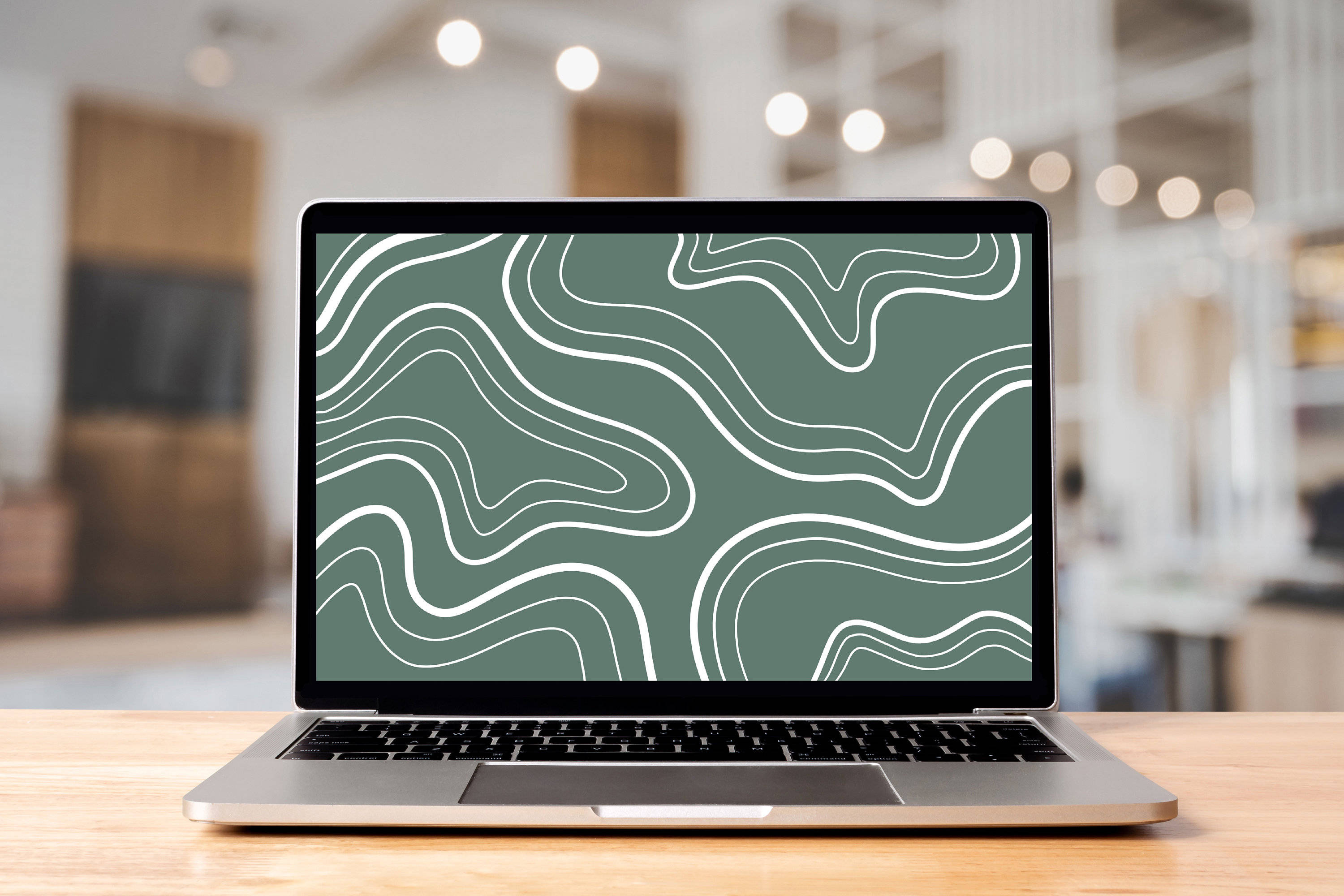 Laptop ya Kijani ya Sage yenye Mtindo Picha ya Ukuta