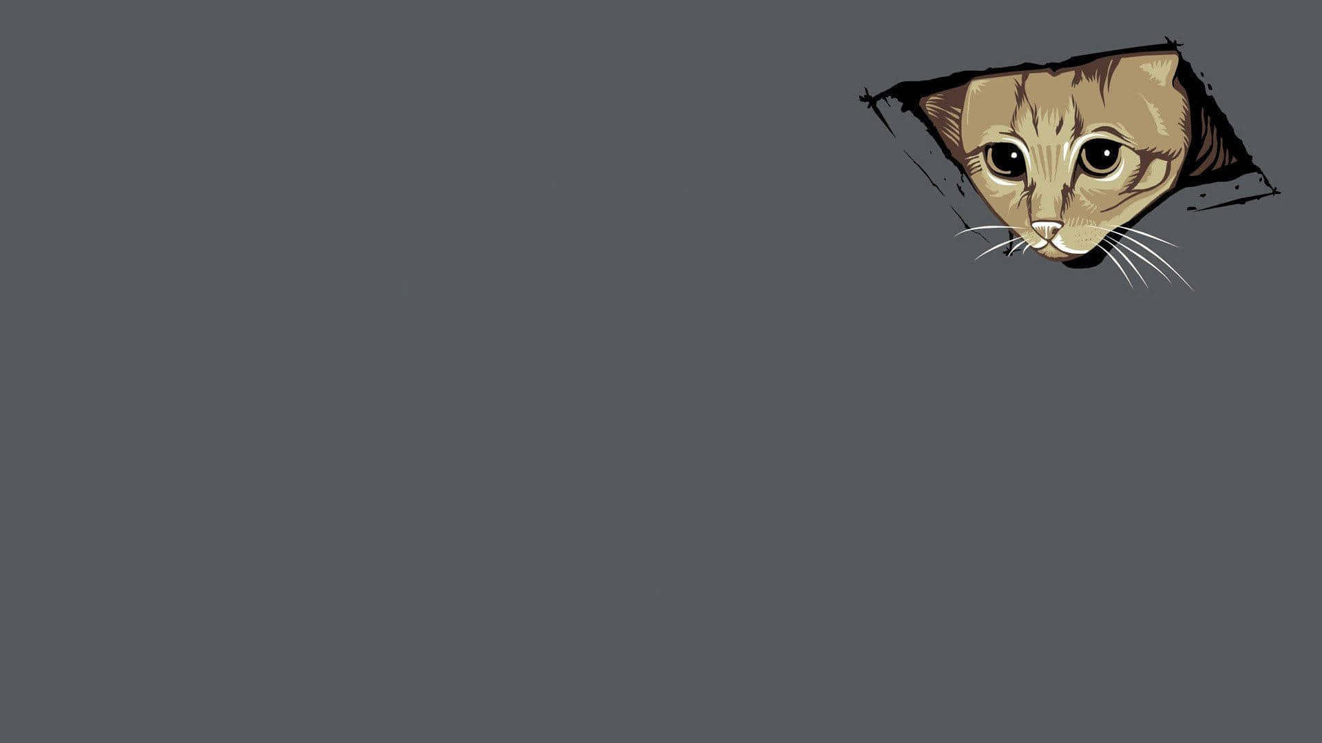 Laptop ya Meme ya Paka Anayekodoa Picha ya Ukuta