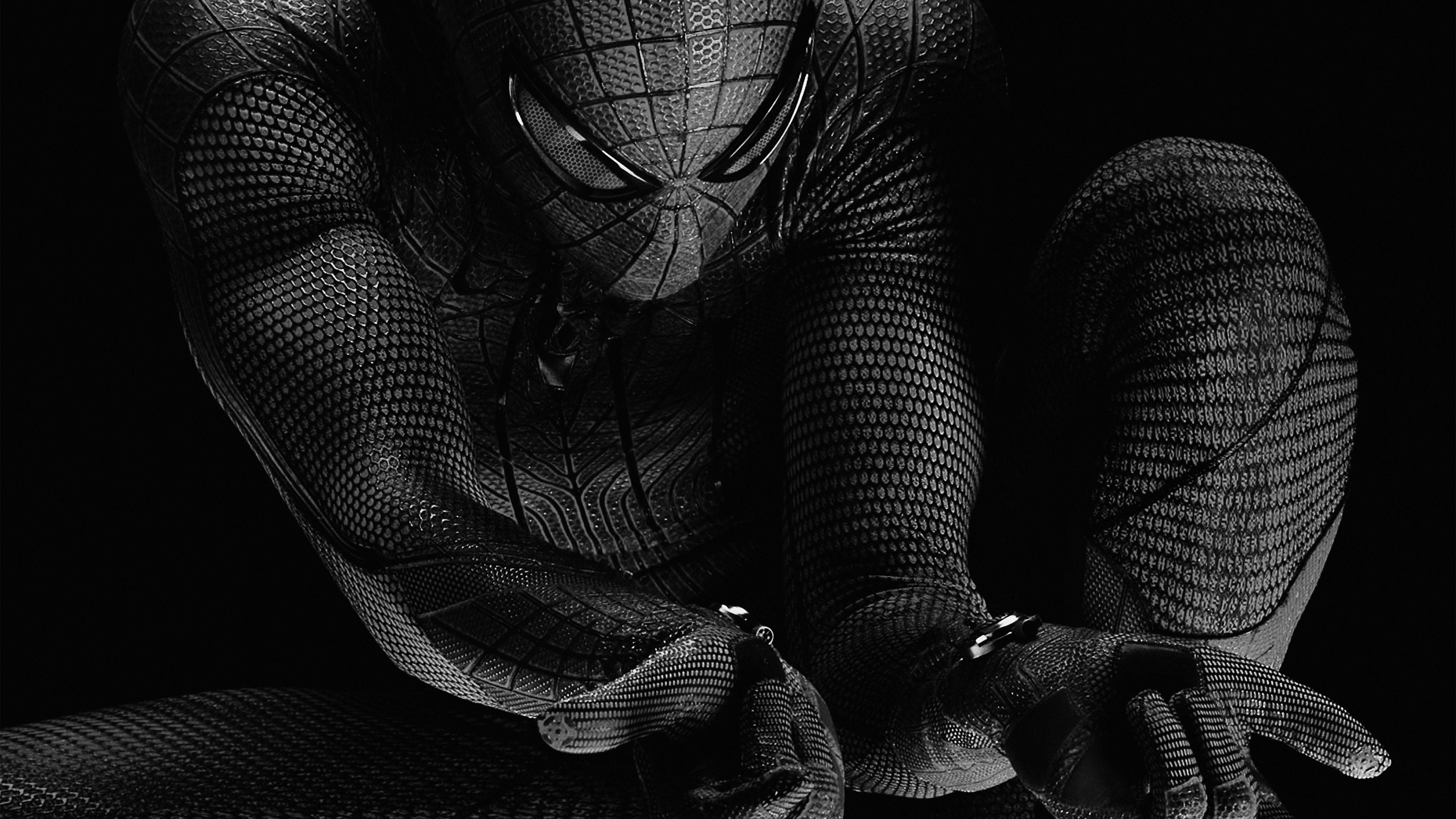 Laptop yenye Mandhari ya Spider-Man yenye Rangi Nyeusi Picha ya Ukuta