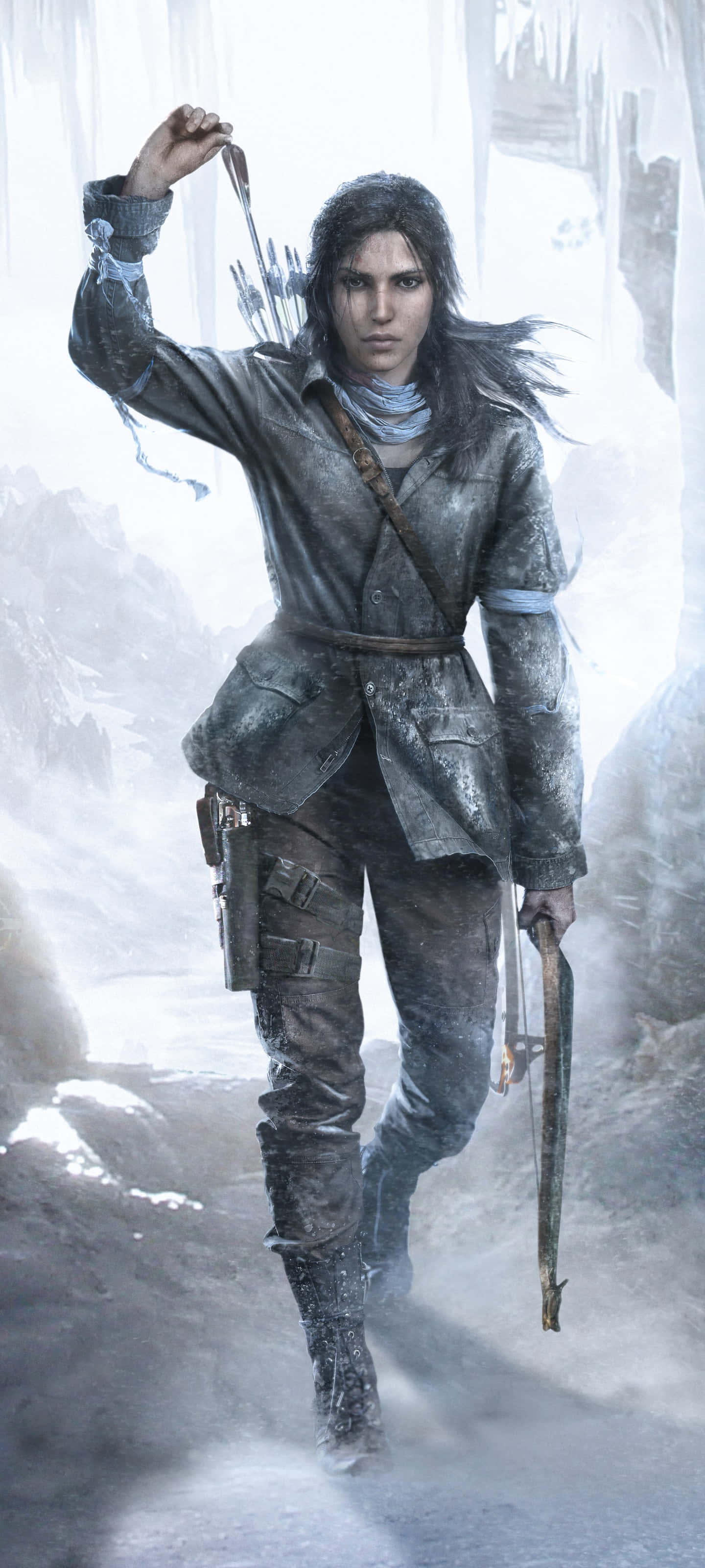 Lara Croft anasafiri misitu ya hatari kwa kutafuta ghala la safi zaidi kwenye iPhone 5s yake Picha ya Ukuta