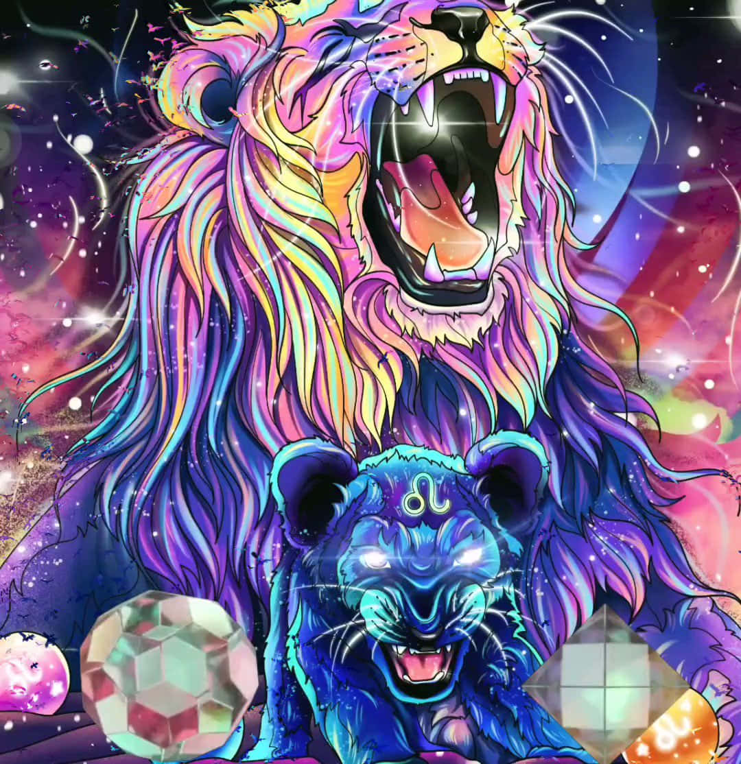latri ya Galaxy Lion Picha ya Ukuta