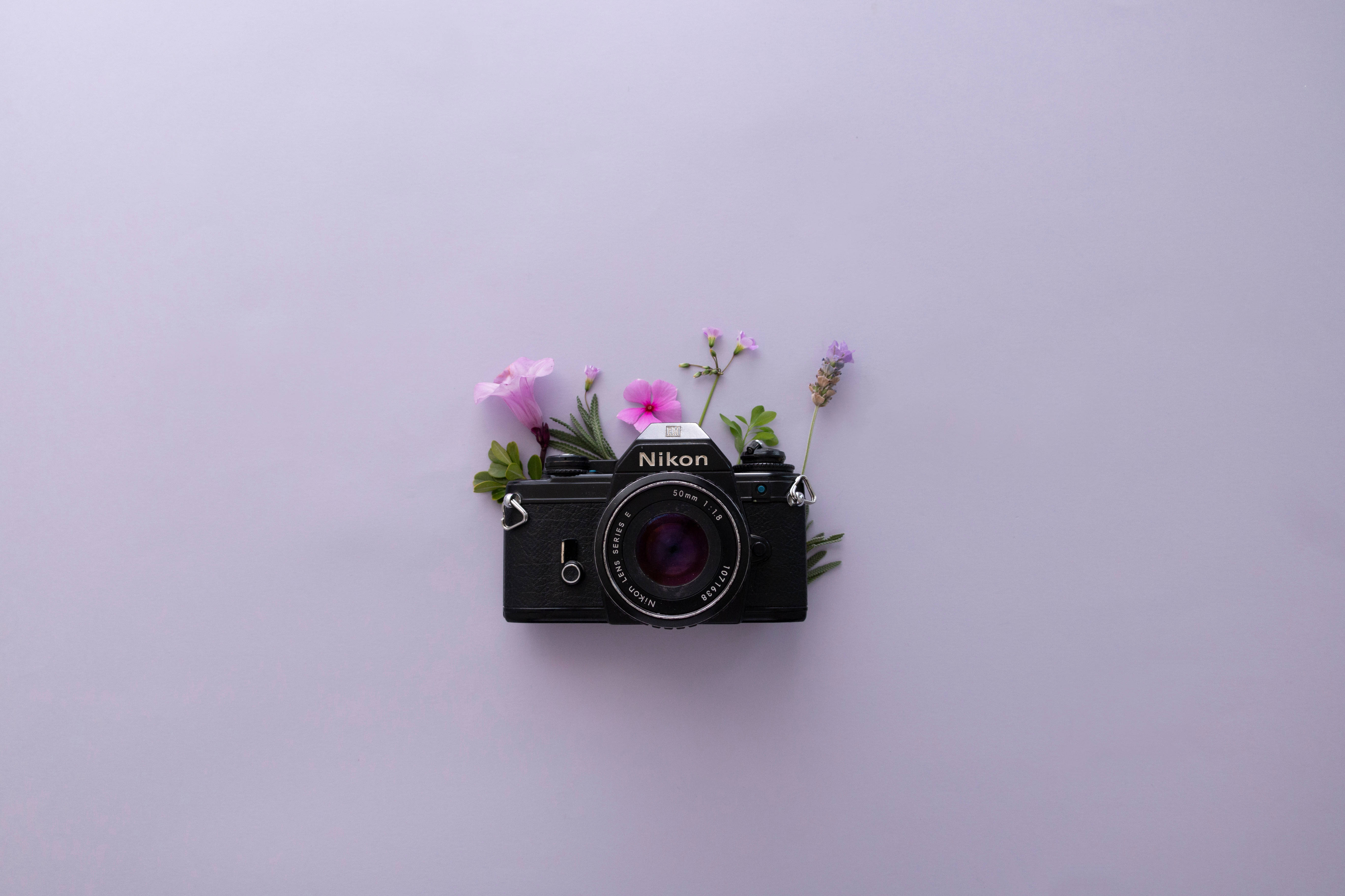 Lavender Aesthetic Na Kamera ya Nikon Picha ya Ukuta