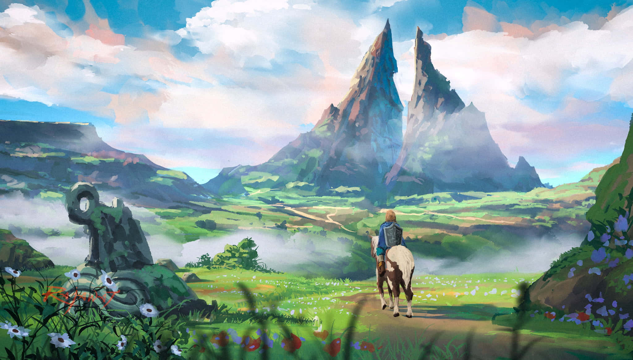 Link na Triforce ya Hekima kutoka kwa mfululizo wa The Legend of Zelda Picha ya Ukuta