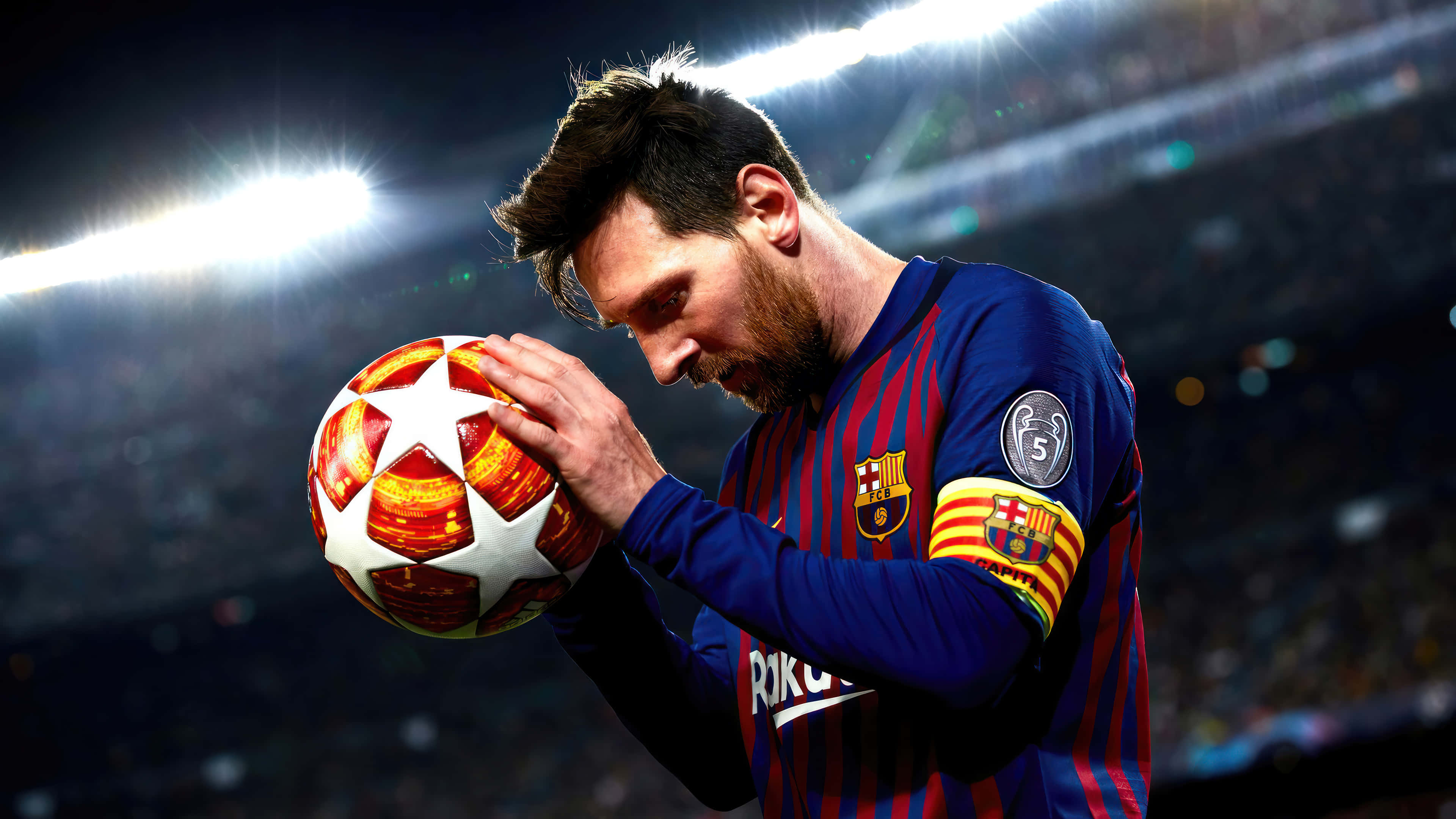 Lionel Messi akidhibiti mpira kwa urahisi. Picha ya Ukuta