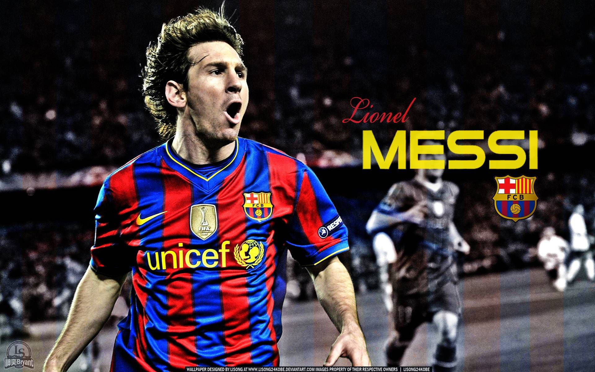 Lionel Messi Anasherehekea na FCB na Unicef Picha ya Ukuta
