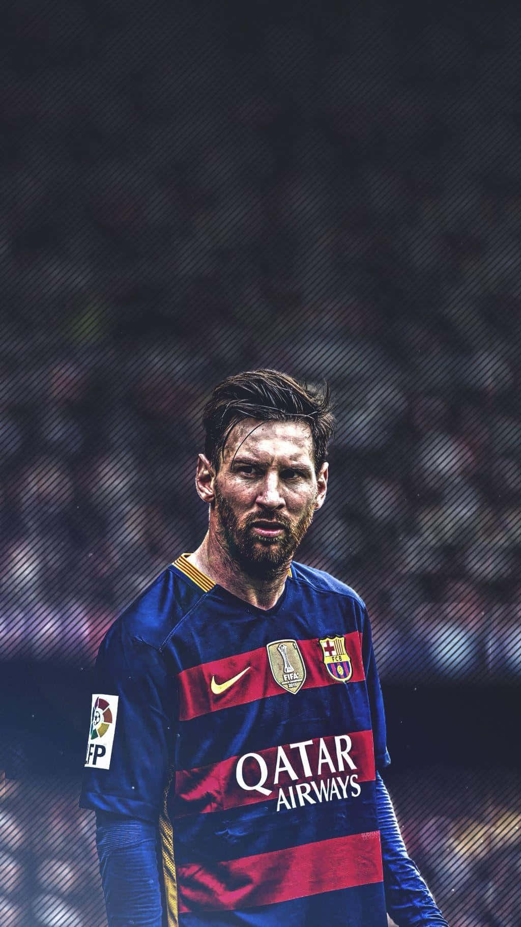 Lionel Messi, mchezaji bora wa soka duniani akiwa na rangi zake za kipekee za FC Barcelona Picha ya Ukuta