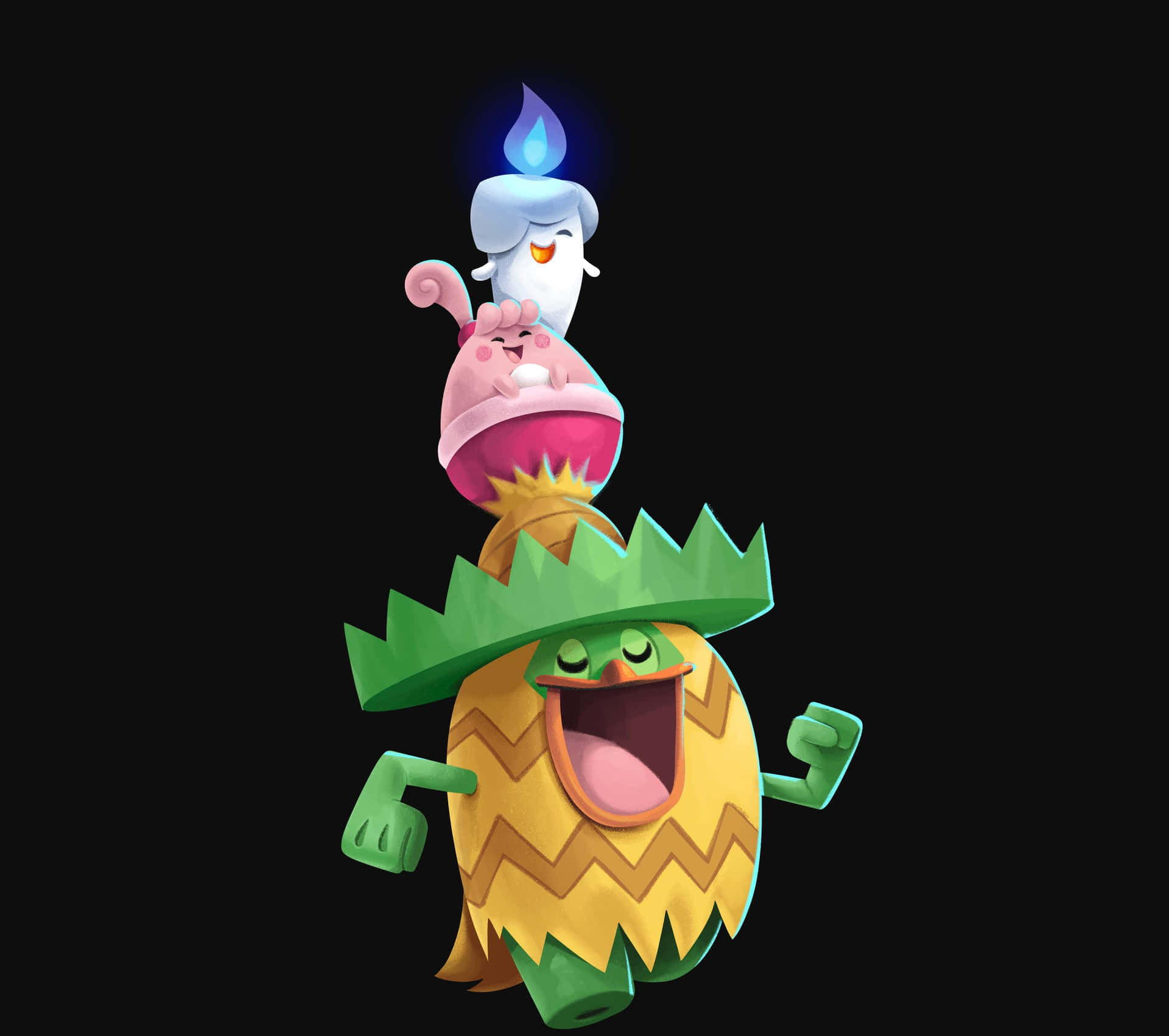 Litwick, Happiny, na Ludicolo Picha ya Ukuta